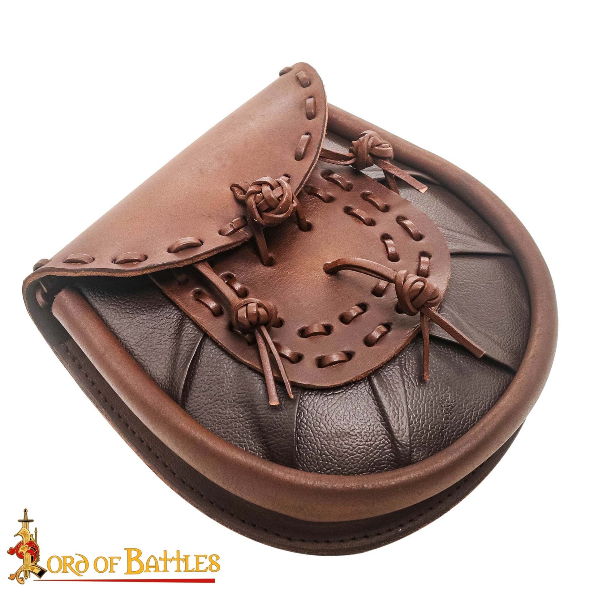 Riñonera Medieval de Cuero Sporran con Borlas Anudadas - Bolsa Marrón - Imagen 4