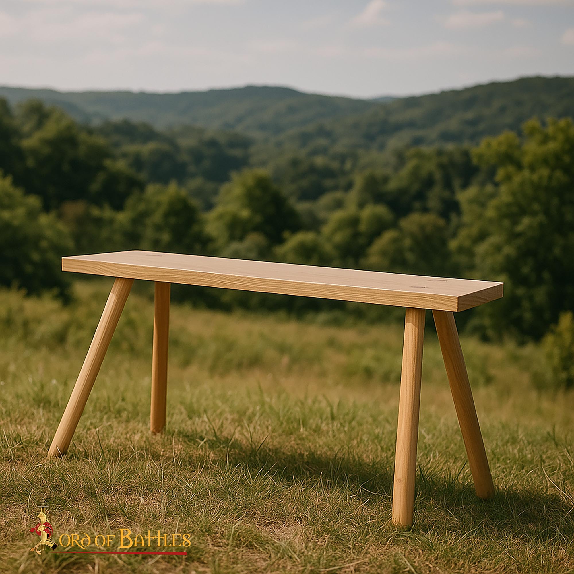 Banco Medieval de Madera - Asientos Campamento Madera de Fresno - Imagen 1