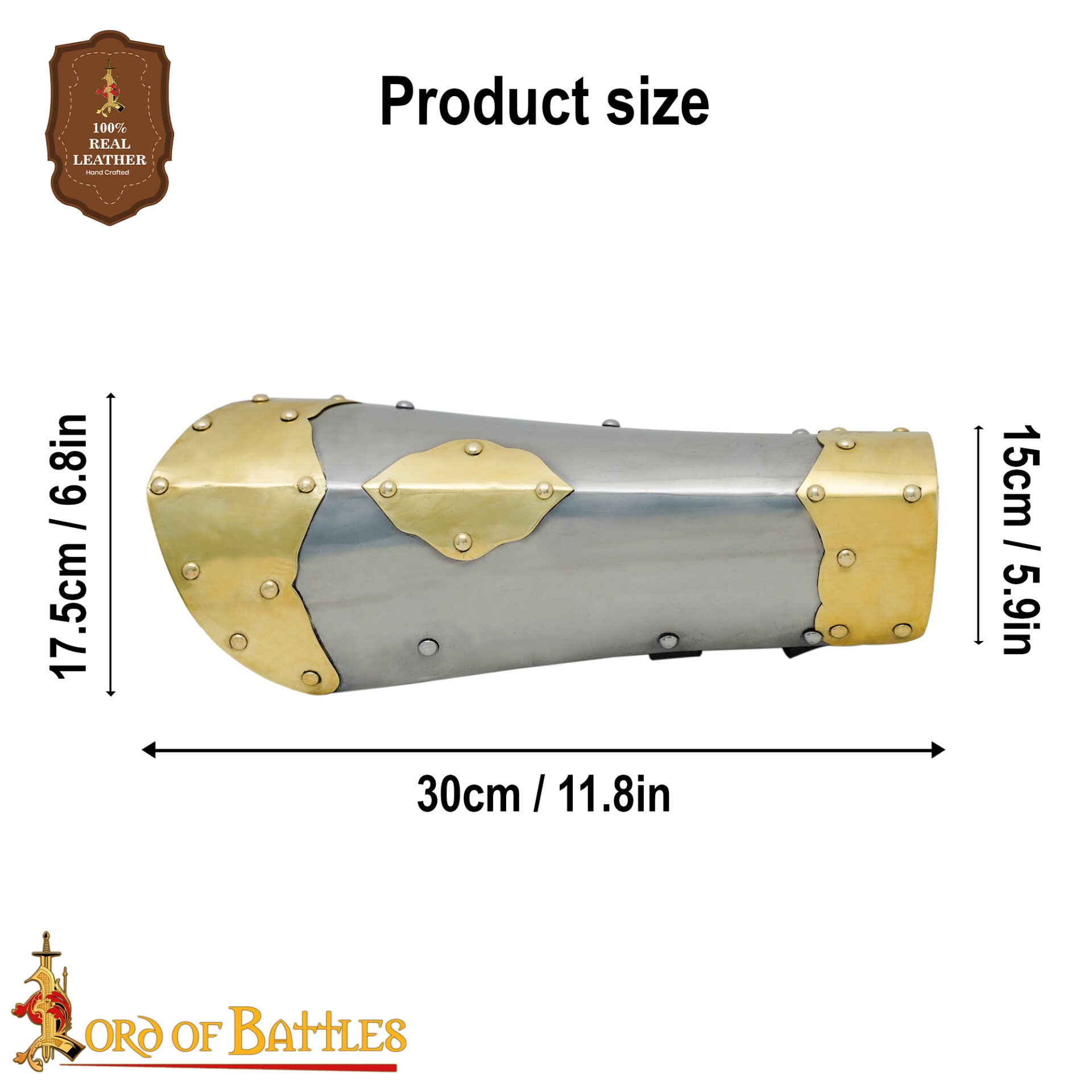 Vambrace de Húsar con Herrajes de Latón - Acero Calibre 16 y Latón Calibre 18 - Imagen 3