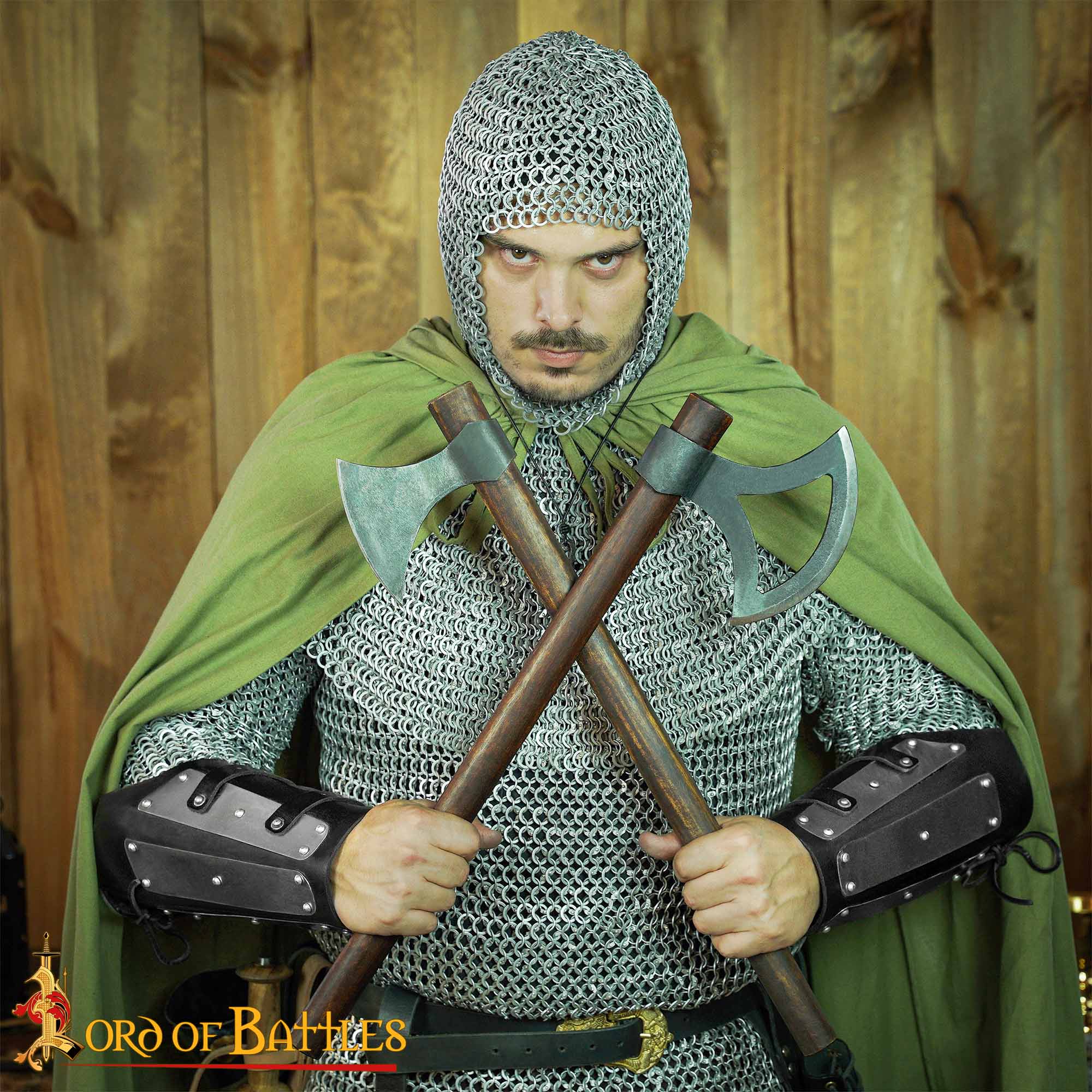 Brazales Entablillados Brazalete de Cuero Auténtico Reforzado con Placas de Acero - Imagen 2