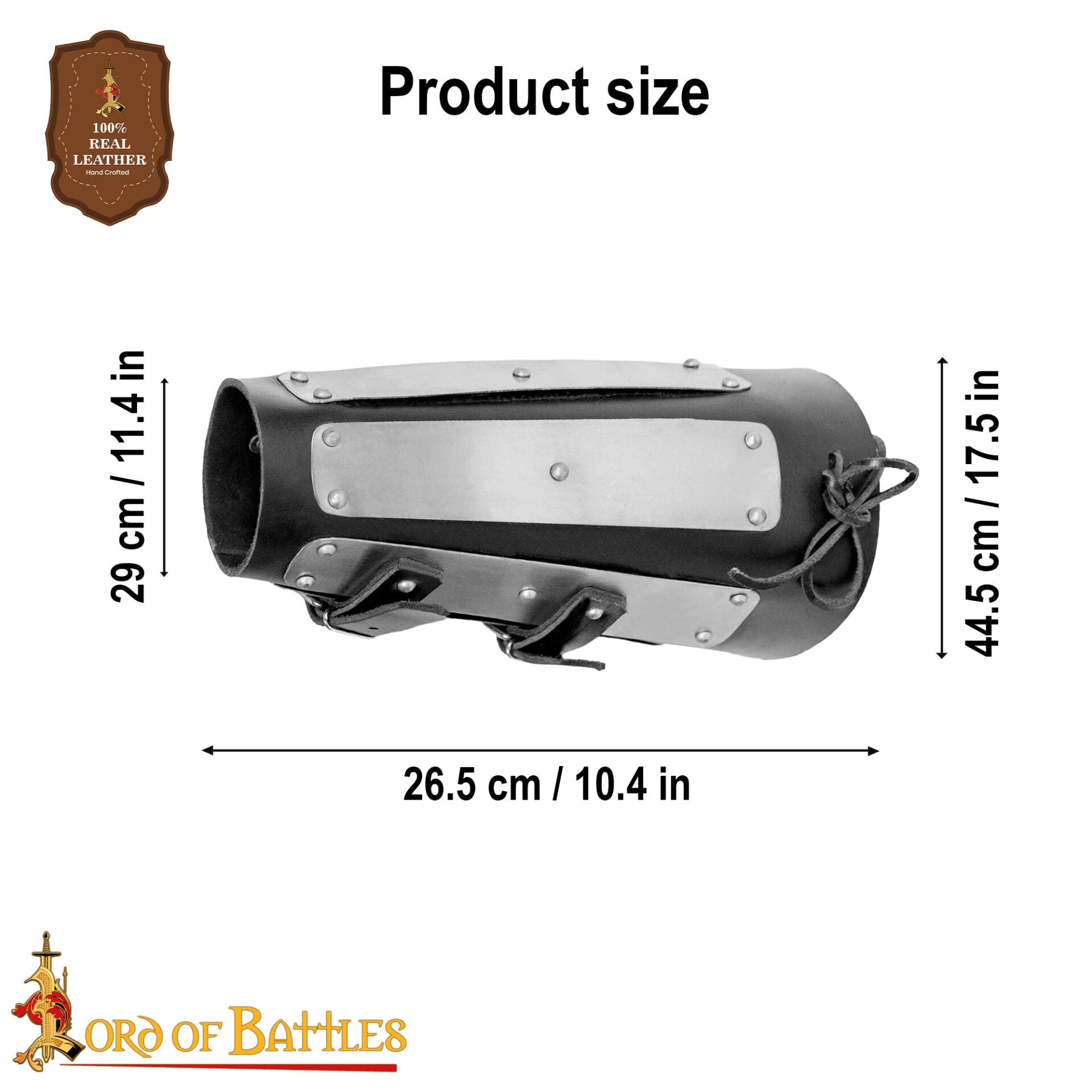 Brazales Entablillados Brazalete de Cuero Auténtico Reforzado con Placas de Acero - Imagen 3