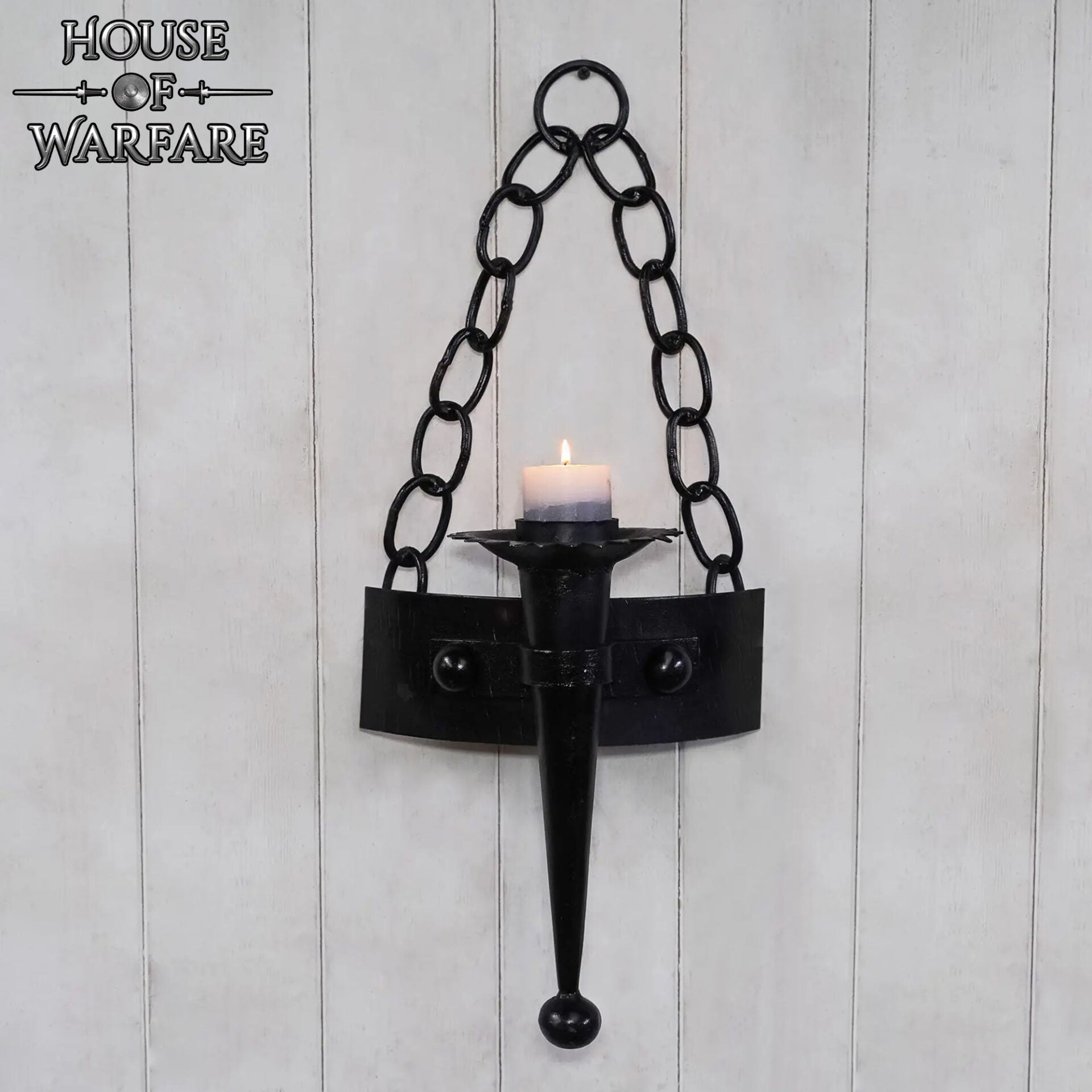 Candelabro Medieval con Cadena de Hierro Forjado a Mano - Imagen 5