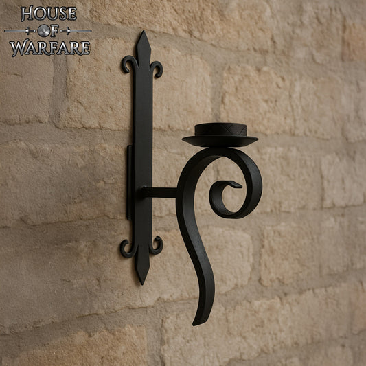 Candelero Medieval de Hierro Forjado a Mano con Flor de Lis - Imagen 2