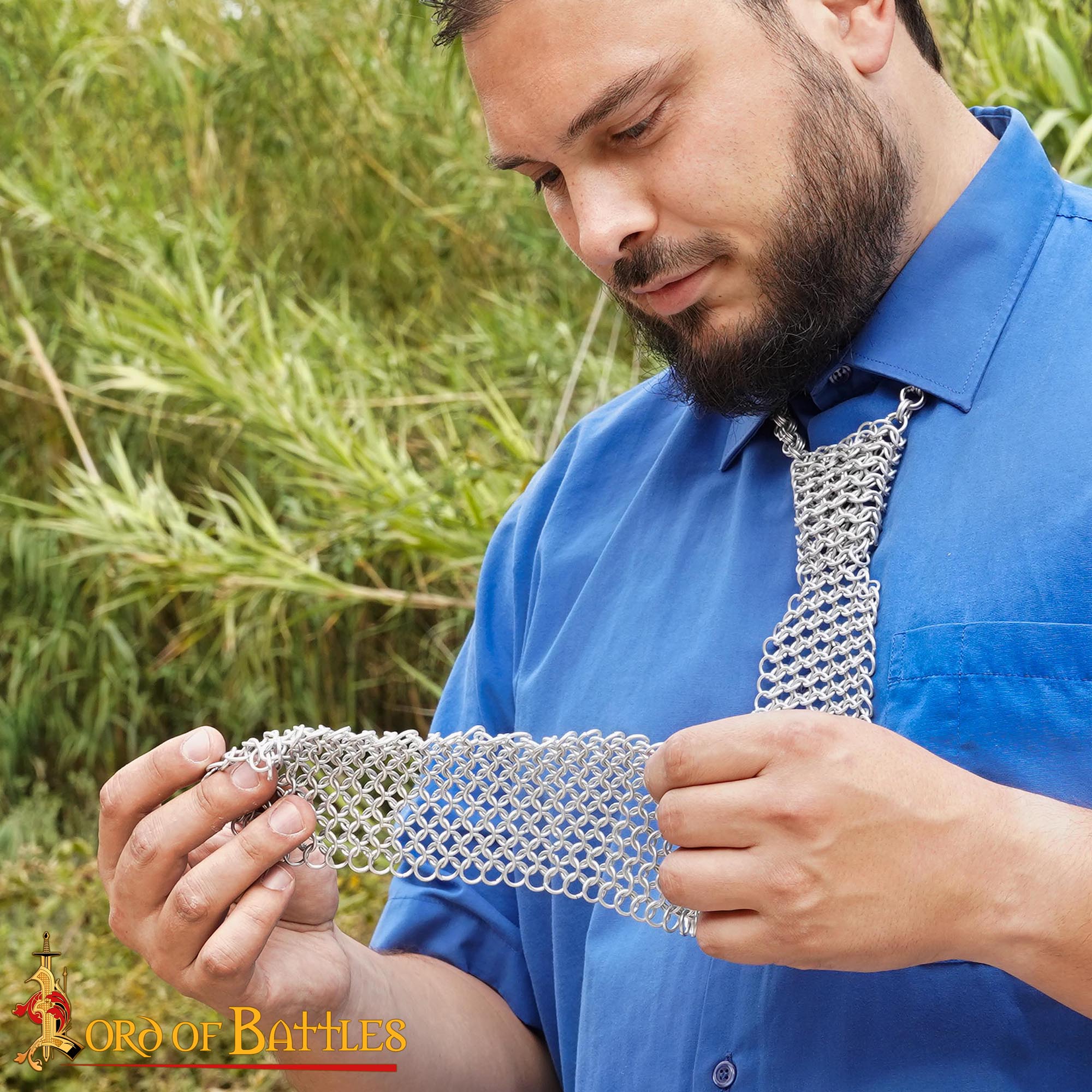 Corbata de Cota de Malla - Aluminio de 8mm 16 Gauge - Corbata Vikinga Hecha a Mano para Larp, Cosplay, Renacimiento, Steampunk Gótico, Regalos para Hombres y Guerreros - Imagen 5