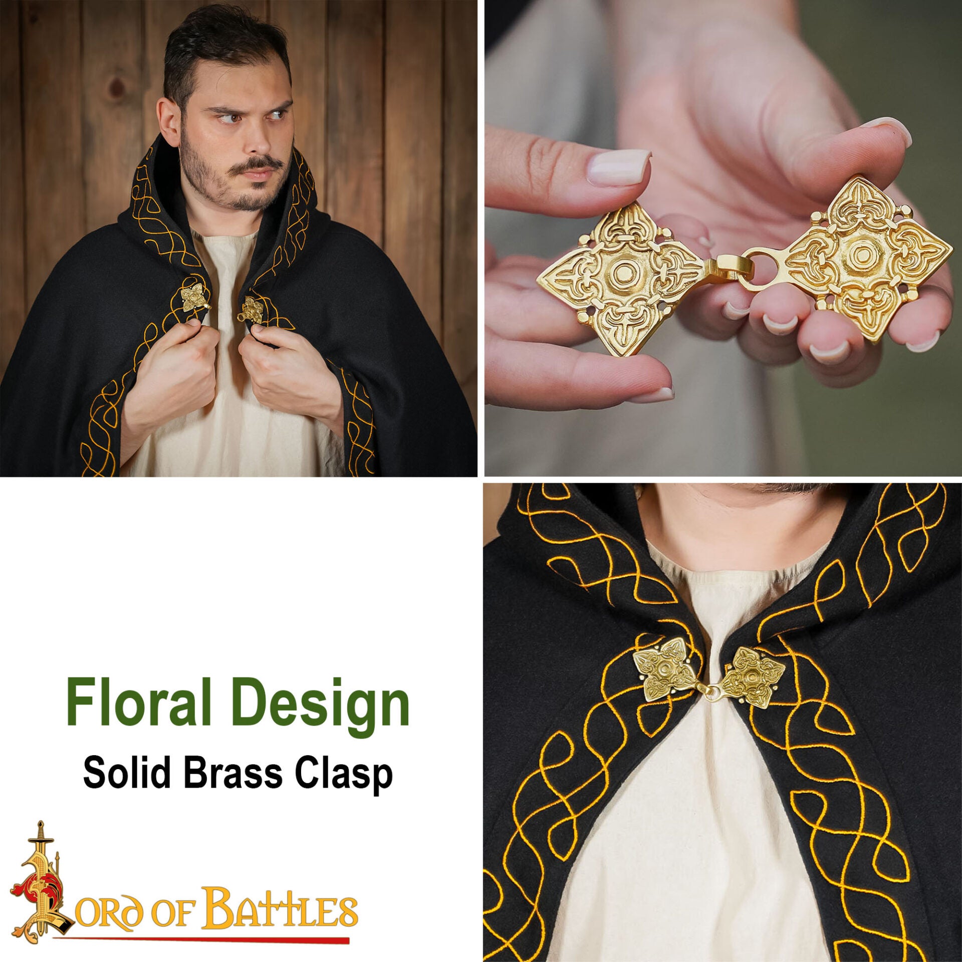 Broche de Latón Fundido para Caftán o Capa Vikinga / Rusa Histórica - Imagen 9