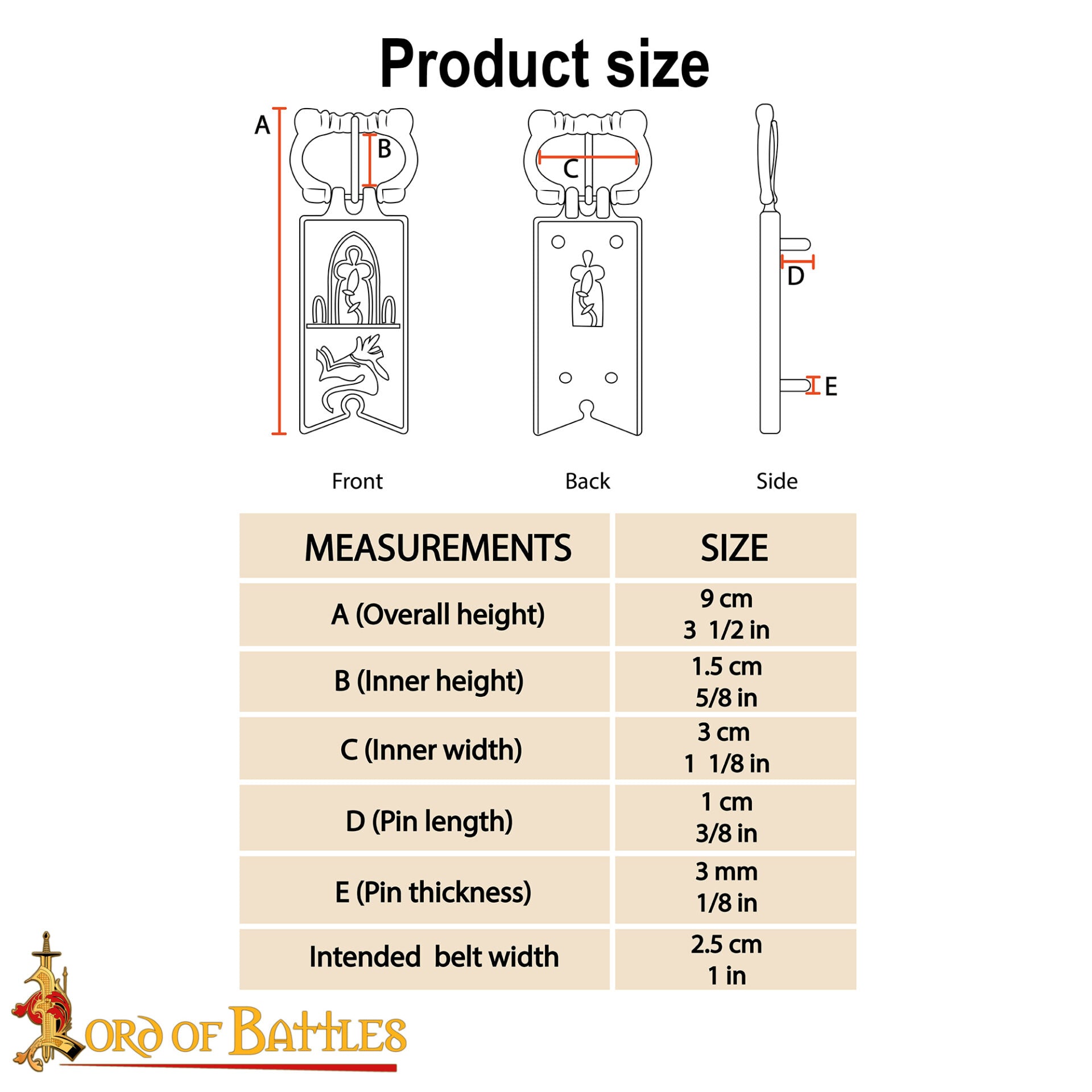 Hebilla Medieval de Latón con Cardo Cerrado - Accesorio para Cinturón Macizo - Imagen 3