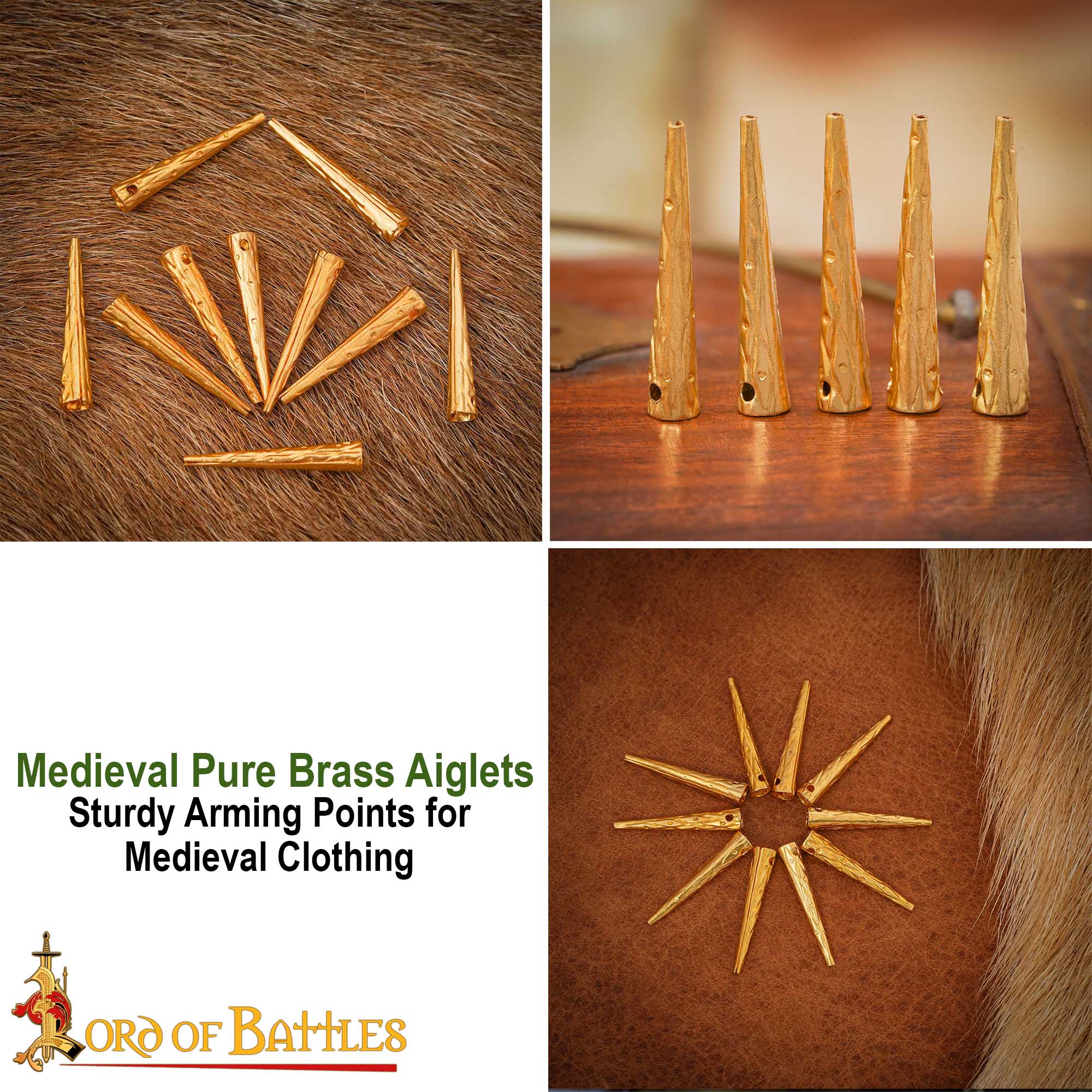 Aiglets de Latón - Juego de 10 Aiglets Medievales de Latón Macizo - Imagen 8