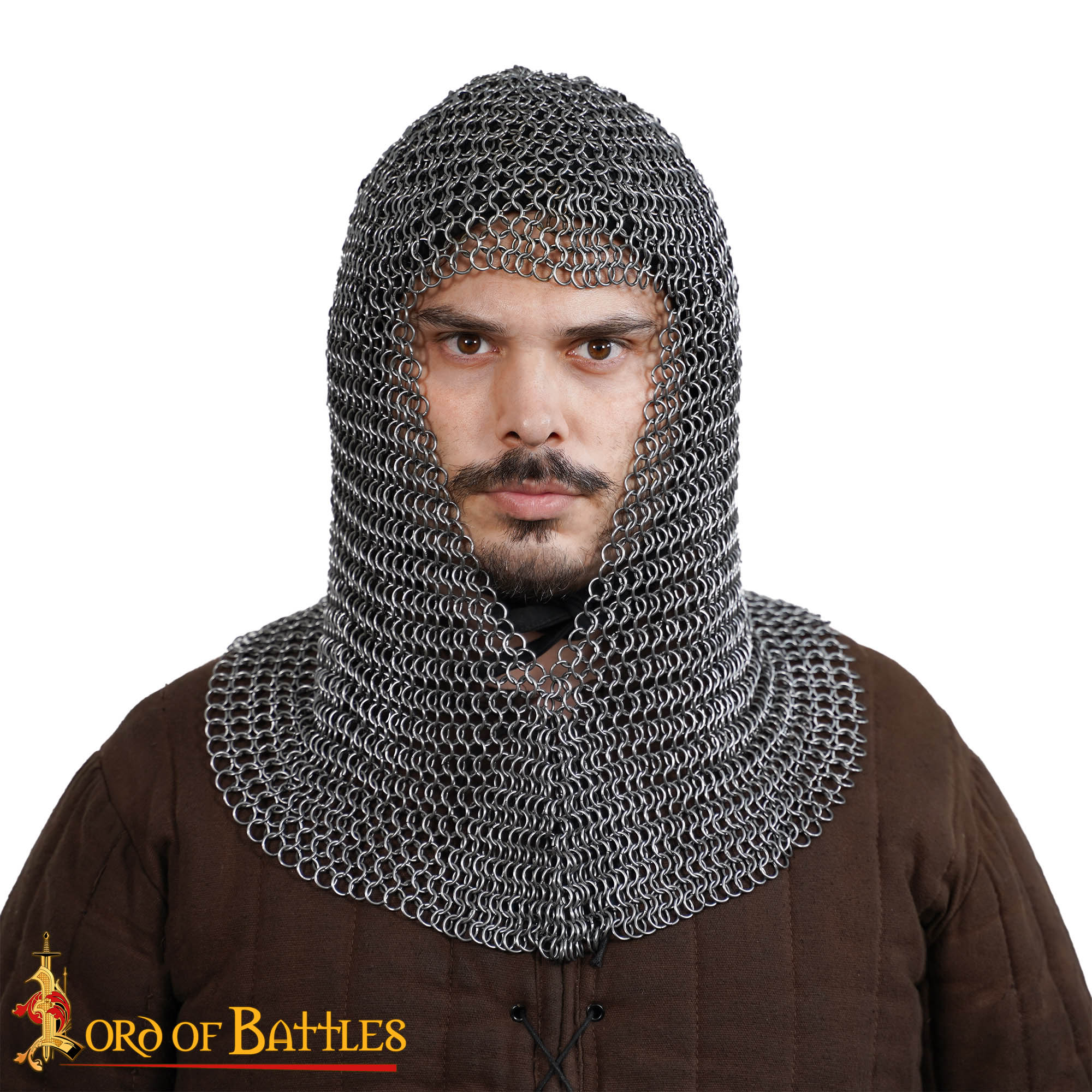 Cofia Medieval de Cota de Malla - Abertura en V - Acero para Muelles de Calibre 16 - Anillas de 9 Mm Conificado - Imagen 4