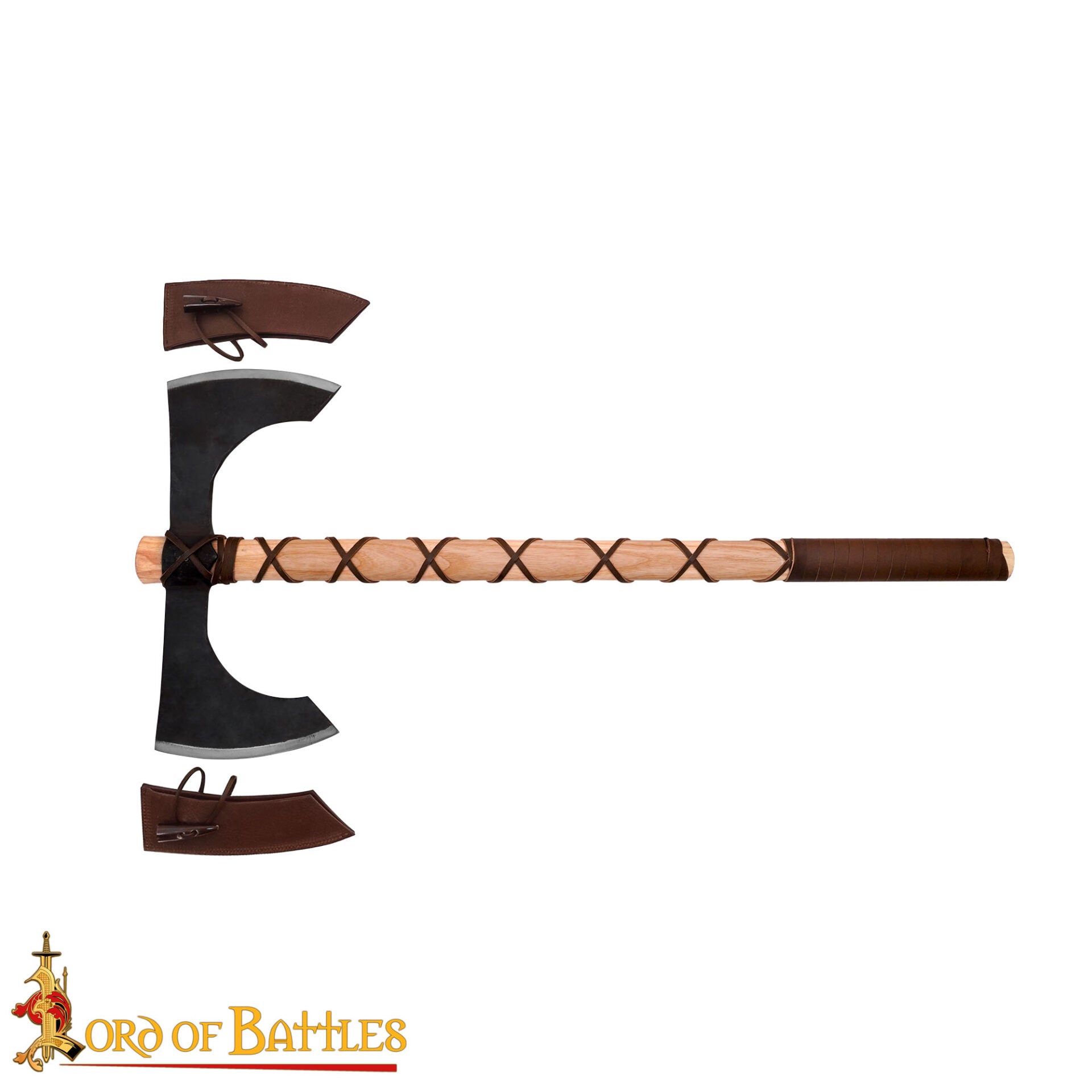 Hacha de Doble Hoja con Mango de Madera de Fresno - Medieval - Imagen 4