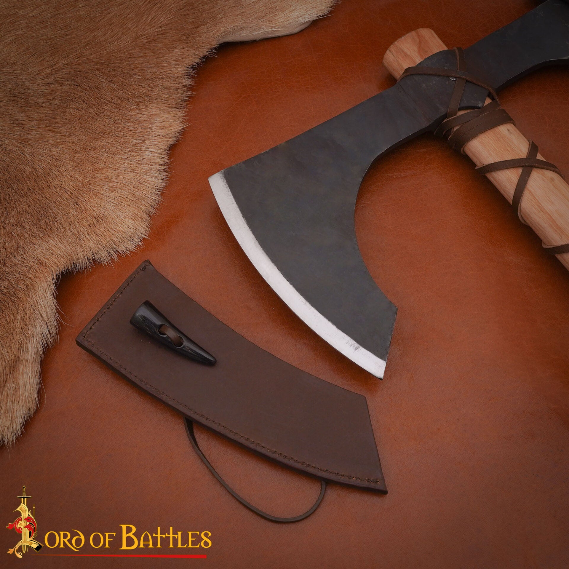 Hacha de Doble Hoja con Mango de Madera de Fresno - Medieval - Imagen 8