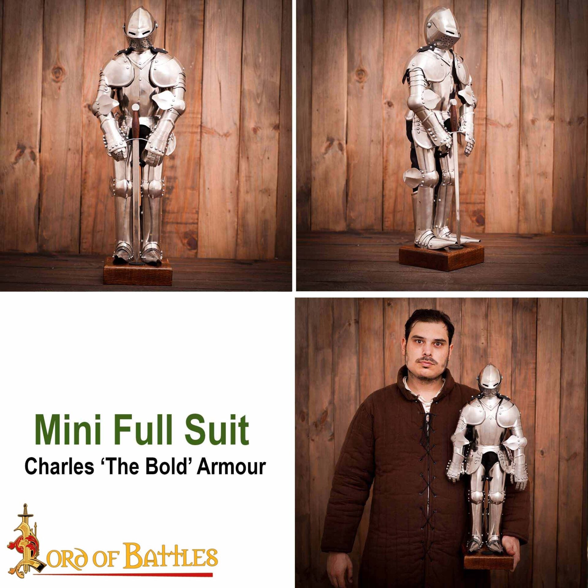 Armadura de Caballero en Miniatura - Acero Inoxidable Pulido - Calibre 22 - Imagen 8