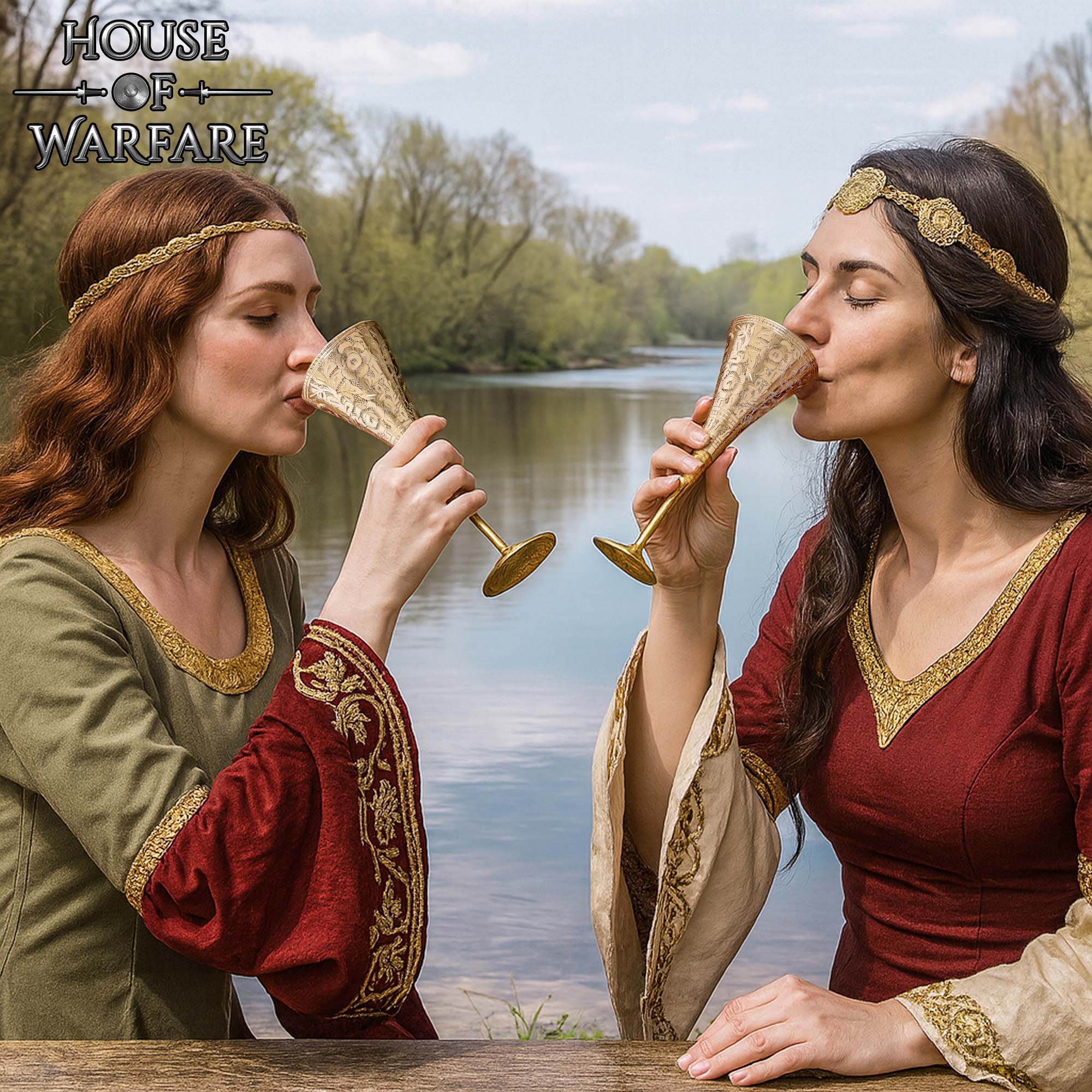 Copa Medieval Cáliz de Latón - Grabado Vintage Drinkware - Imagen 2