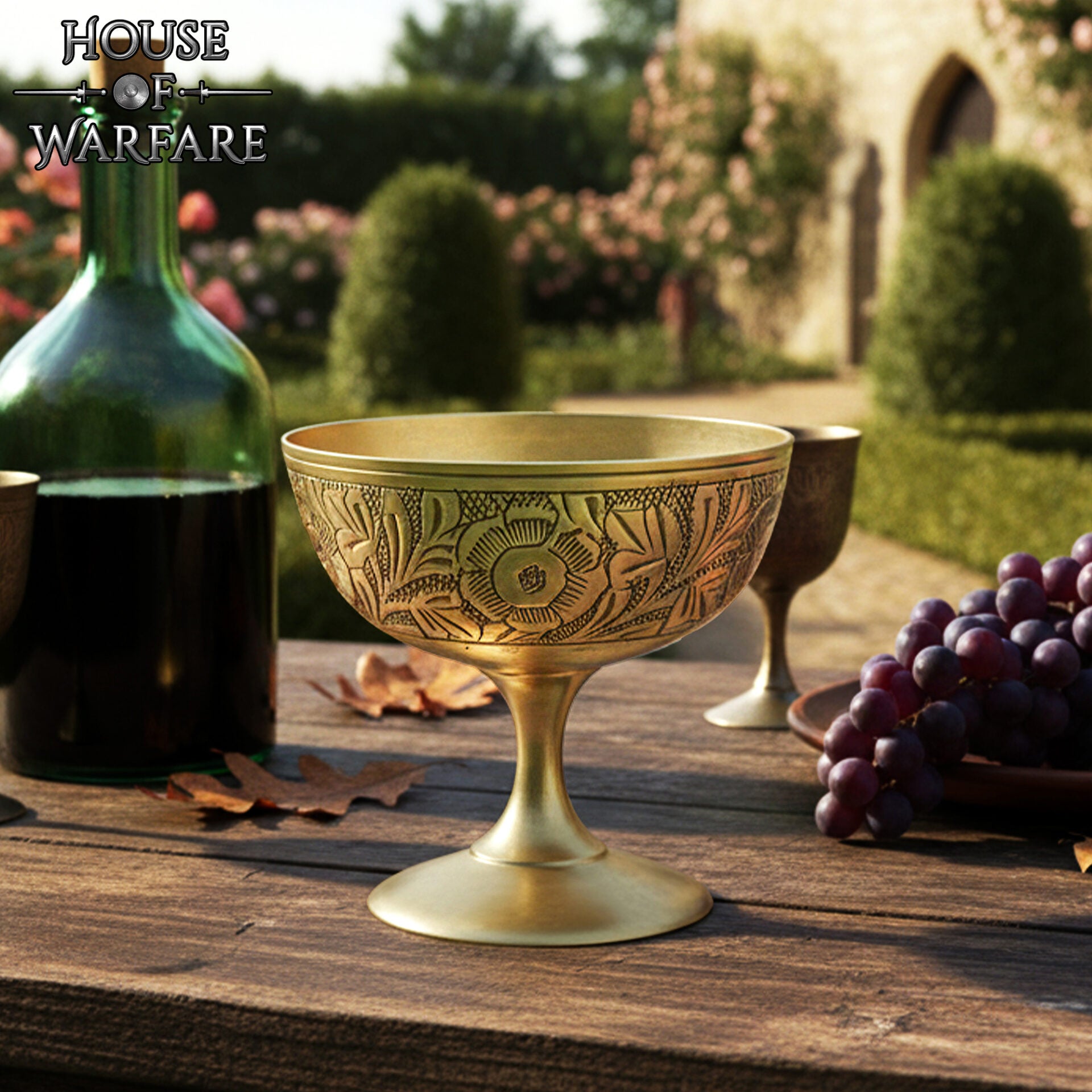Copa Medieval Cáliz Vintage de Latón - Copa en Relieve para Fiestas y Decoración del Hogar - Imagen 2