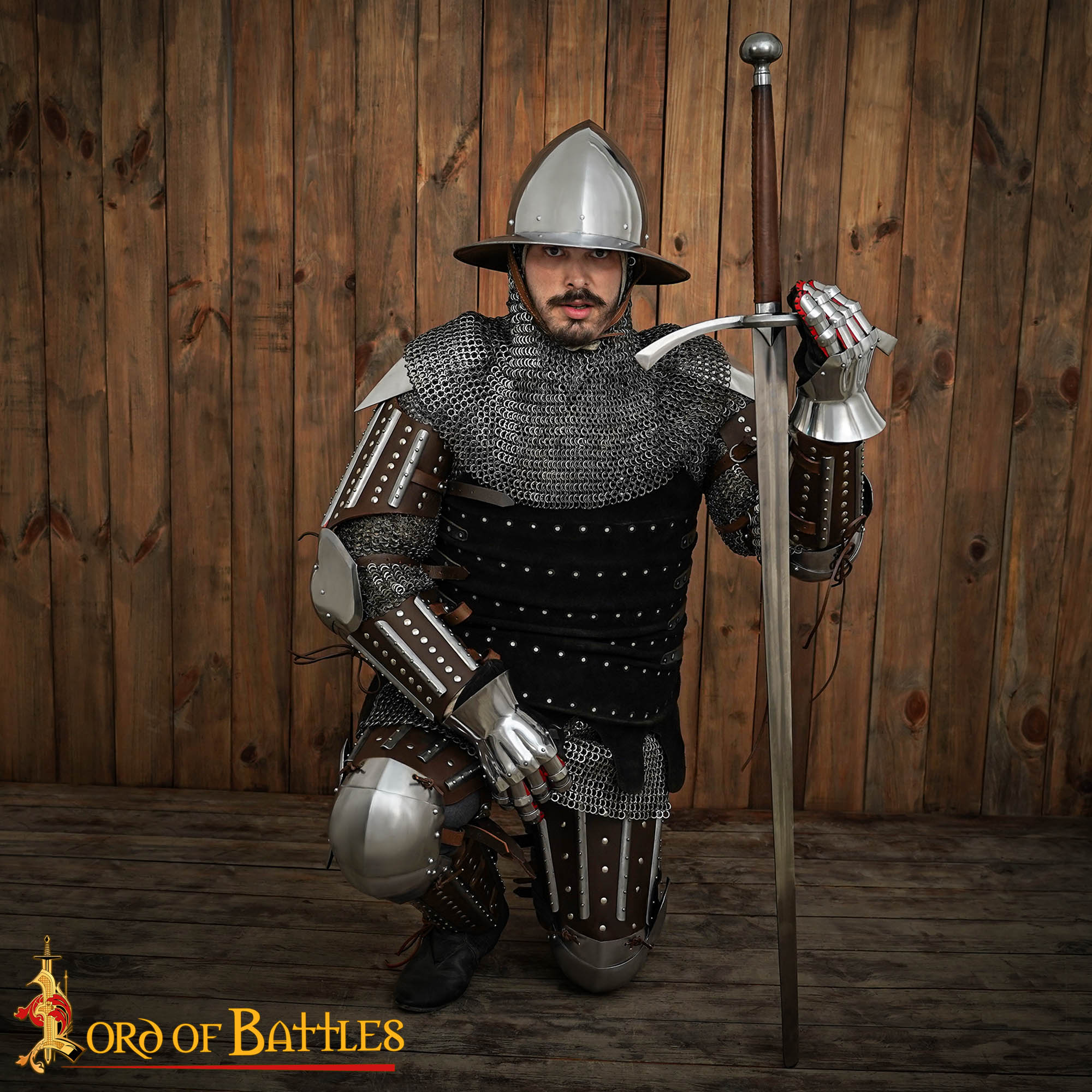 Armadura Medieval de Piernas Entablilladas - Acero Pulido Calibre 16 con Correas de Cuero - Ajuste Regulable - Imagen 6