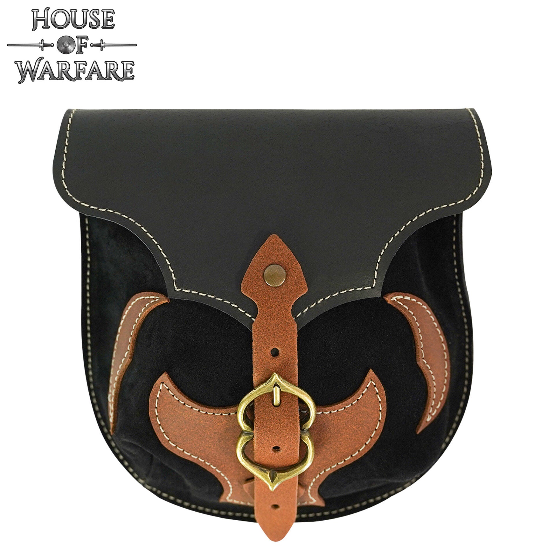 Riñonera Medieval Artesanal de Cuero con Hebilla de Latón y Apliques Marrones - Imagen 4