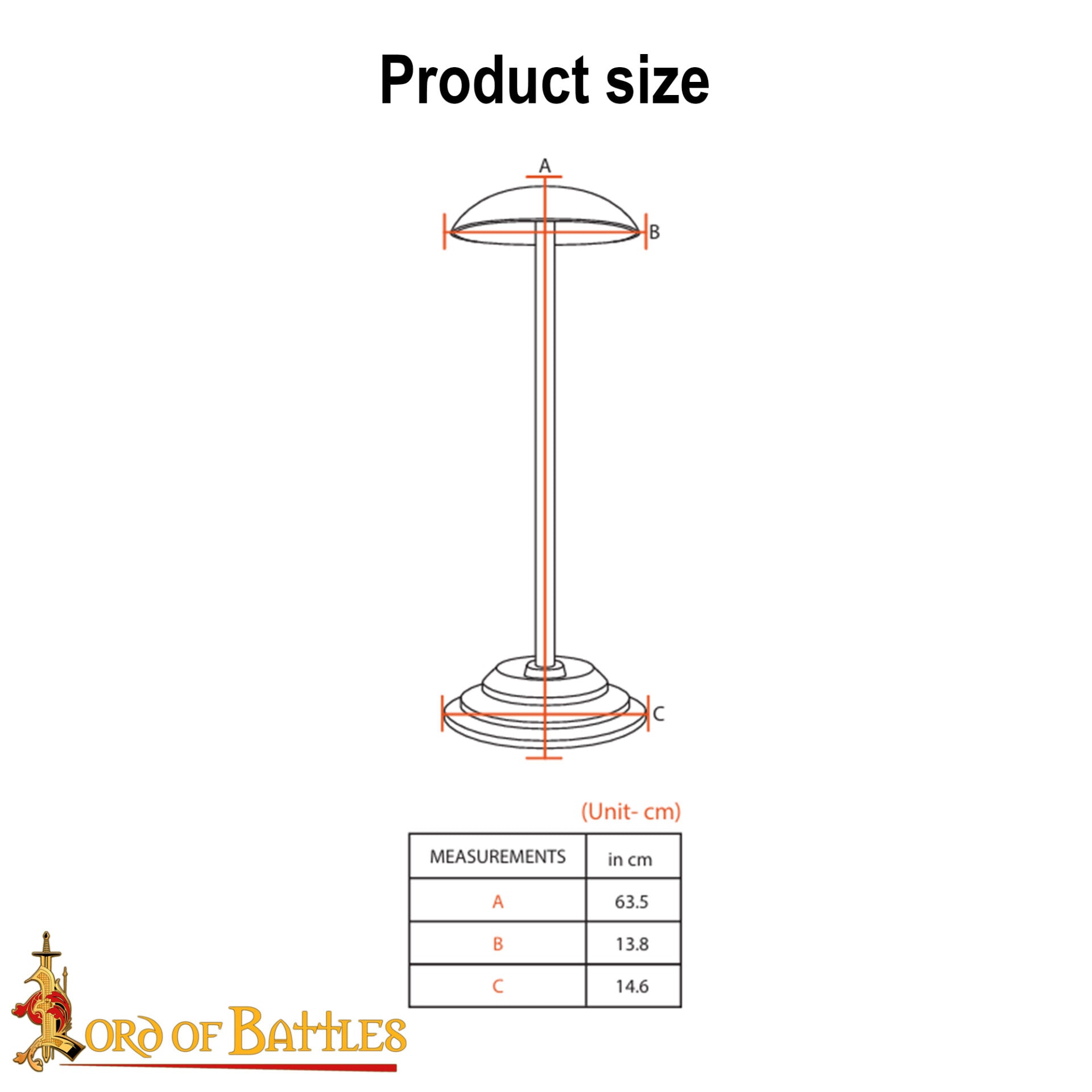 Soporte de Casco de Hierro Hecho a Mano de 25" de Altura para Cascos con o sin Aventail - Imagen 3
