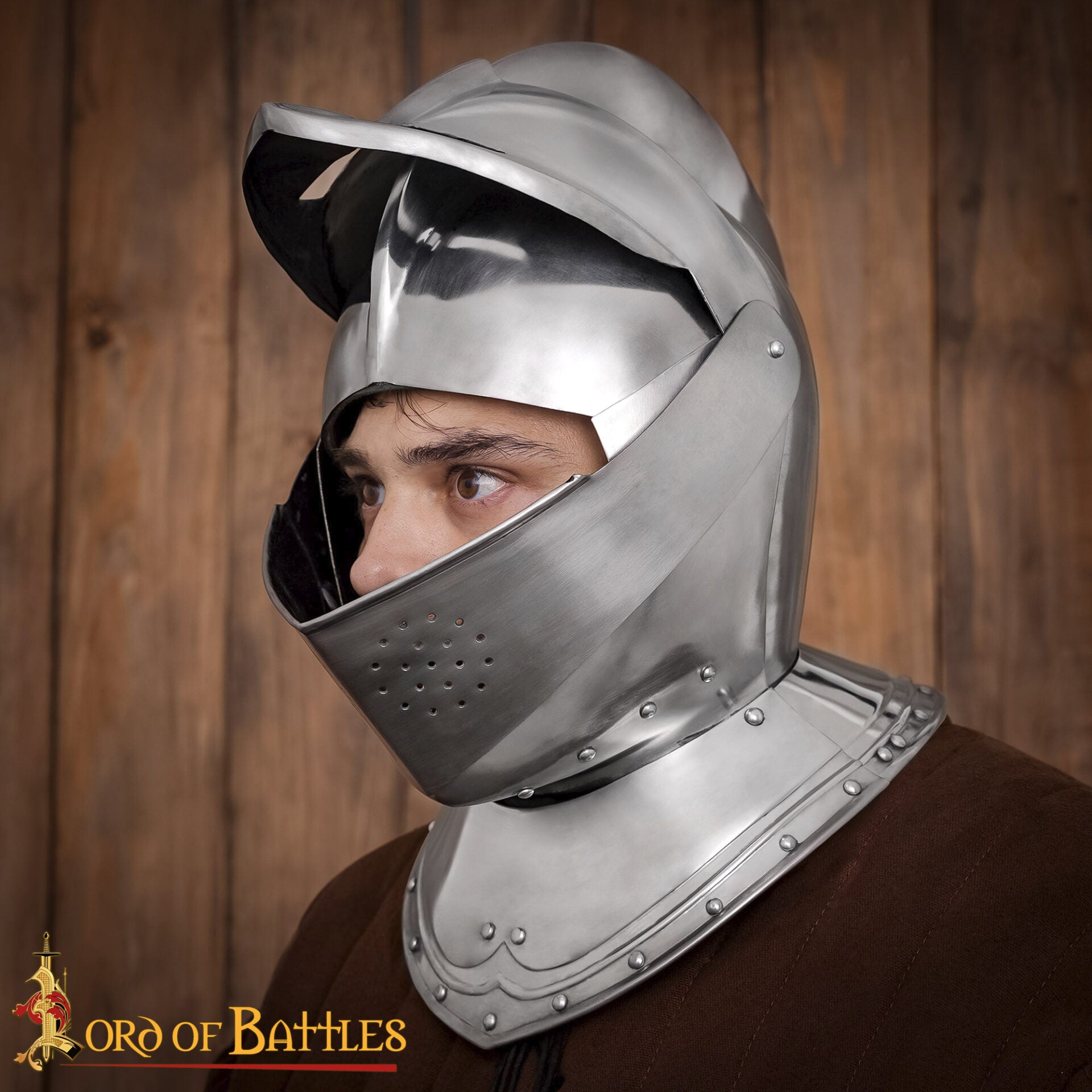 Casco Cerrado Renaissance con Visera Móvil Bevor Integrada Calibre 16 - Imagen 6