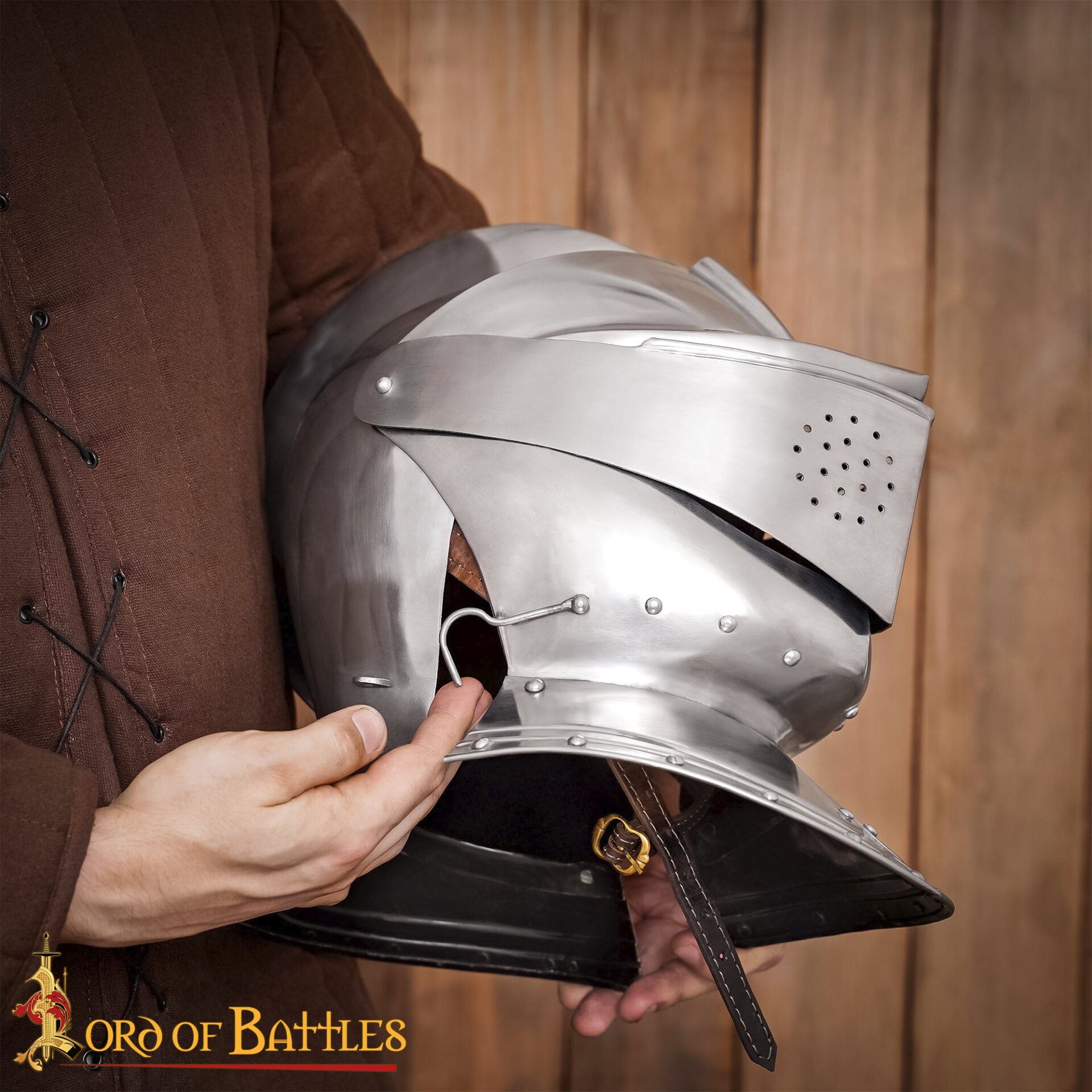 Casco Cerrado Renaissance con Visera Móvil Bevor Integrada Calibre 16 - Imagen 7