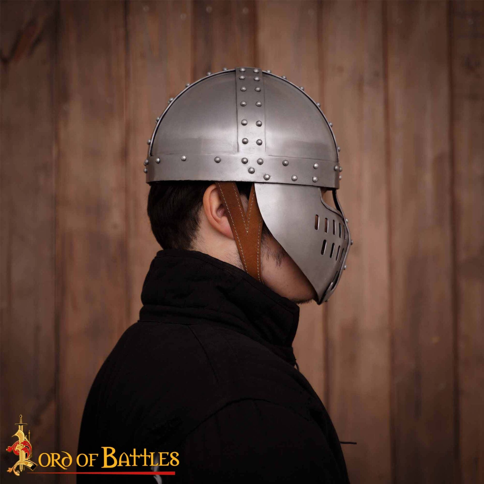 Casco Normando Spangenhelm del Siglo Xii-xiii con Protector Facial - Armadura Medieval de Acero Dulce de Calibre 16 - Imagen 7