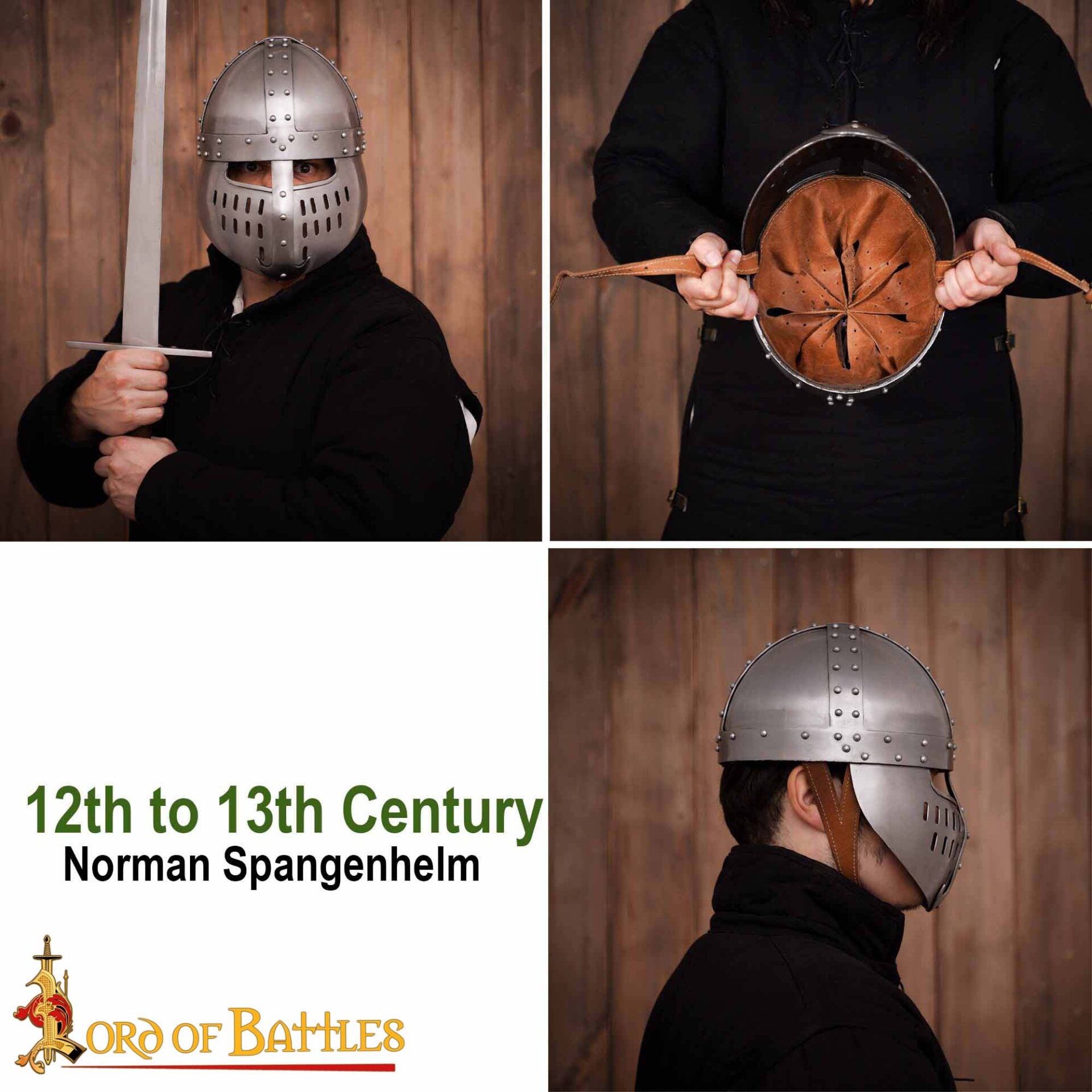Casco Normando Spangenhelm del Siglo Xii-xiii con Protector Facial - Armadura Medieval de Acero Dulce de Calibre 16 - Imagen 10