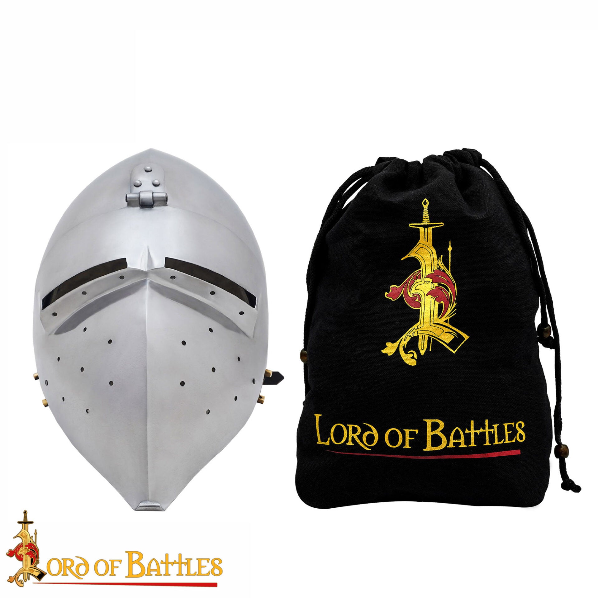 Casco Medieval Klappvisor Bascinet con Forro Acolchado Calibre 16 - Imagen 4