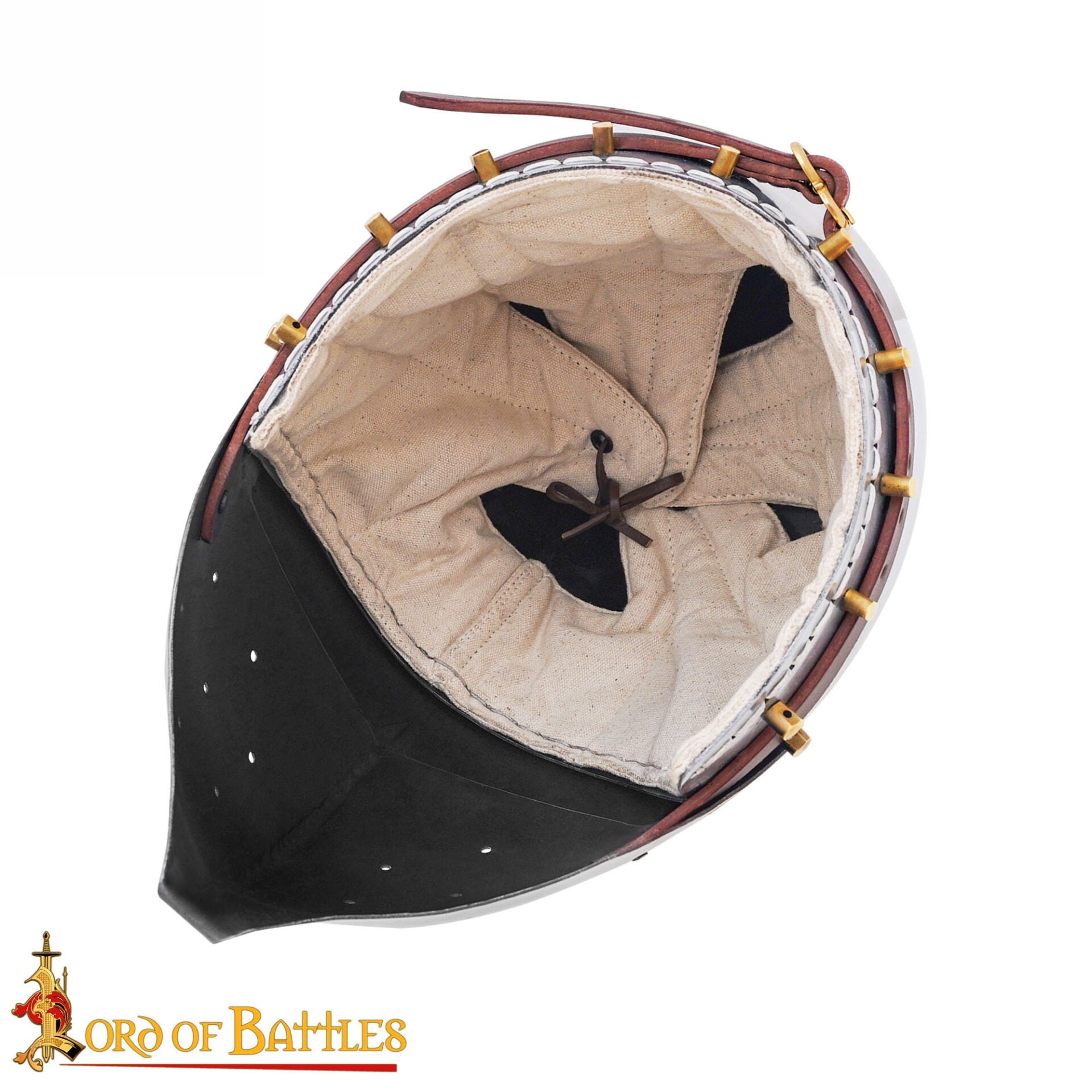 Casco Medieval Klappvisor Bascinet con Forro Acolchado Calibre 16 - Imagen 8