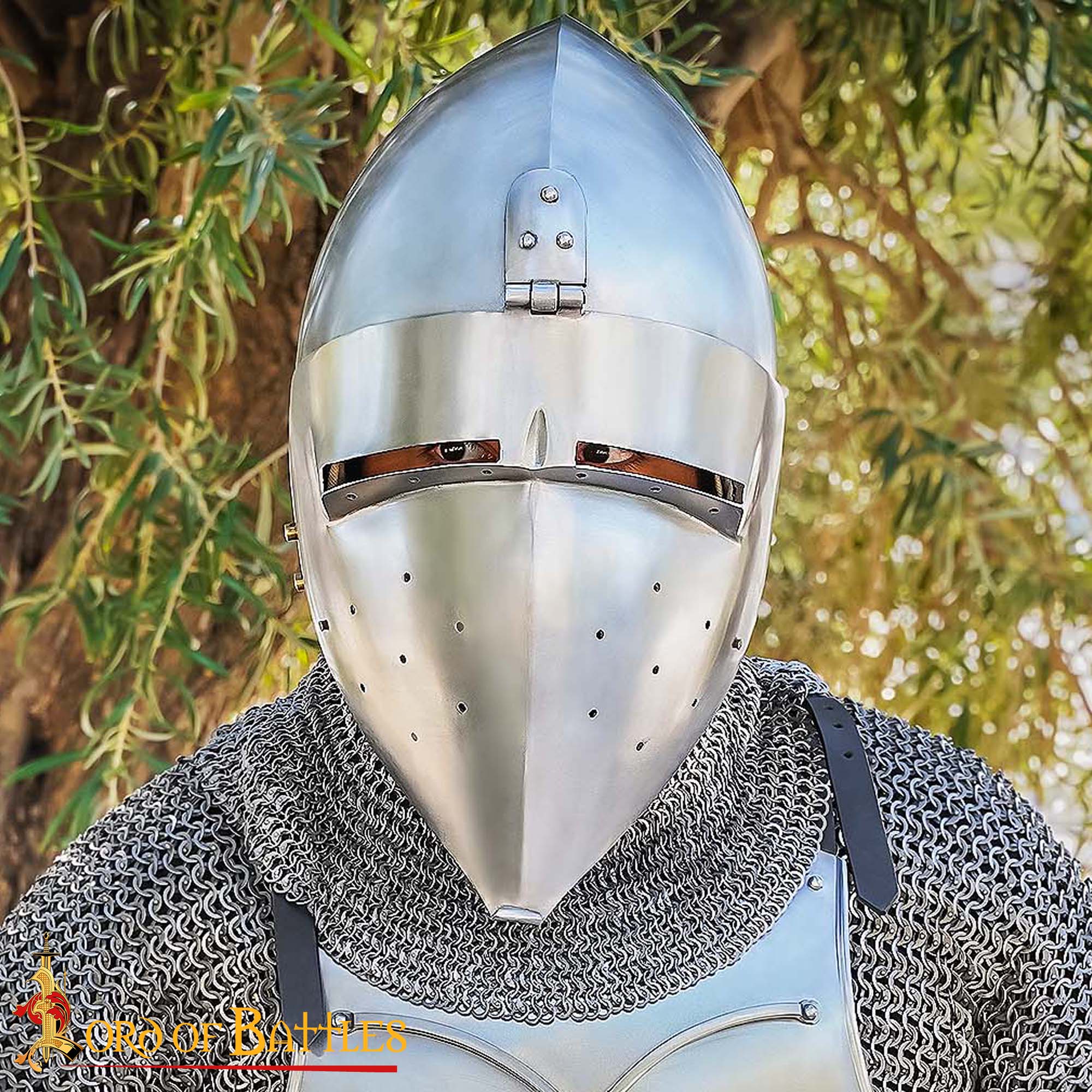 Casco Medieval Klappvisor Bascinet con Forro Acolchado Calibre 16 - Imagen 1
