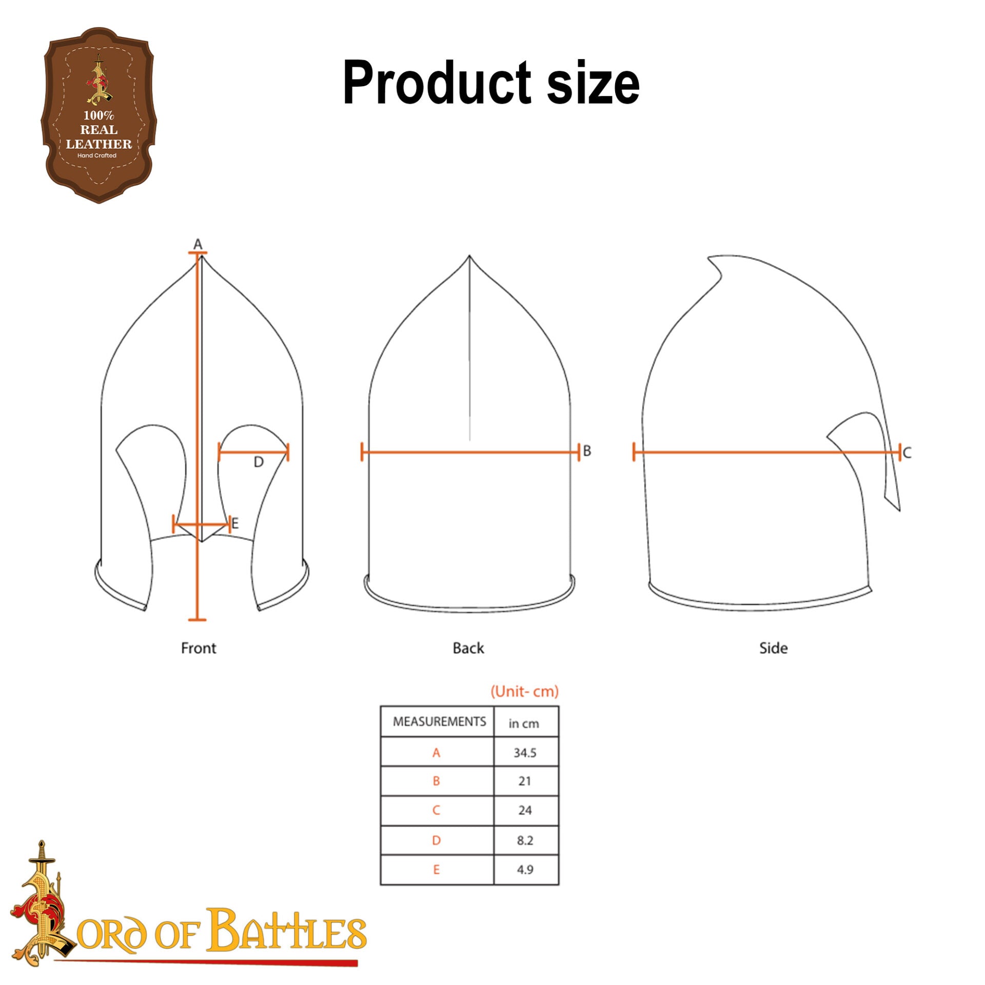 Casco de Guerrero Elfo con Forro de Cuero Auténtico para Larp y Cosplay Calibre 16 - Imagen 3