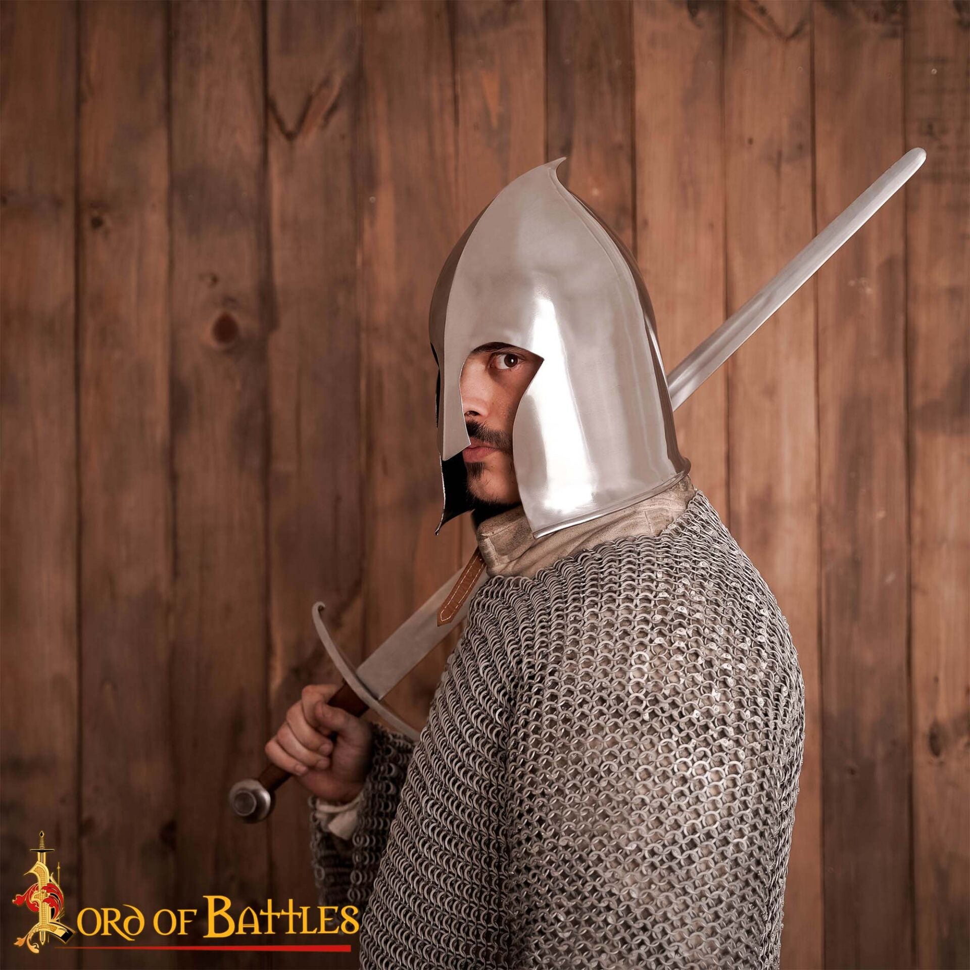 Casco de Guerrero Elfo con Forro de Cuero Auténtico para Larp y Cosplay Calibre 16 - Imagen 6