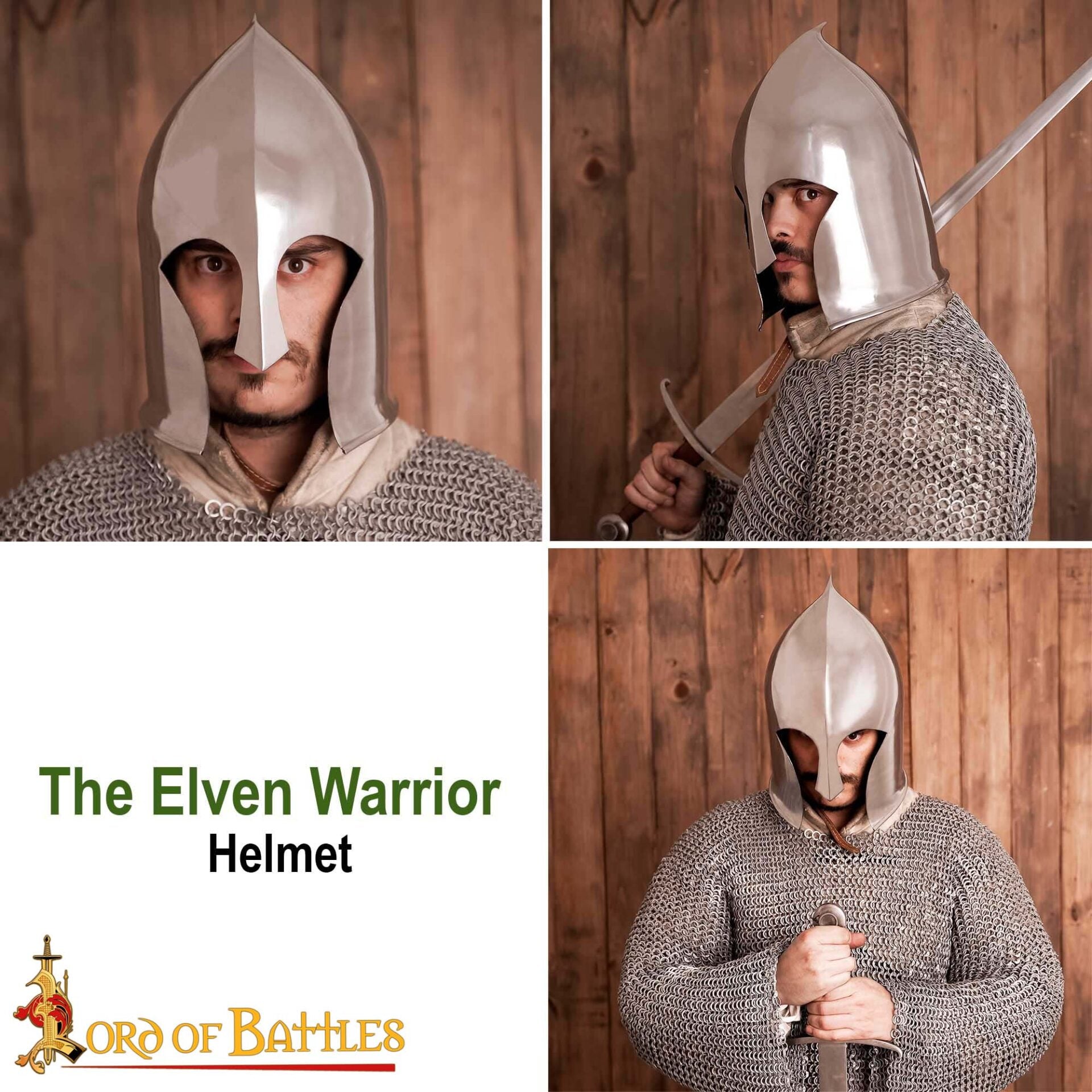 Casco de Guerrero Elfo con Forro de Cuero Auténtico para Larp y Cosplay Calibre 16 - Imagen 8