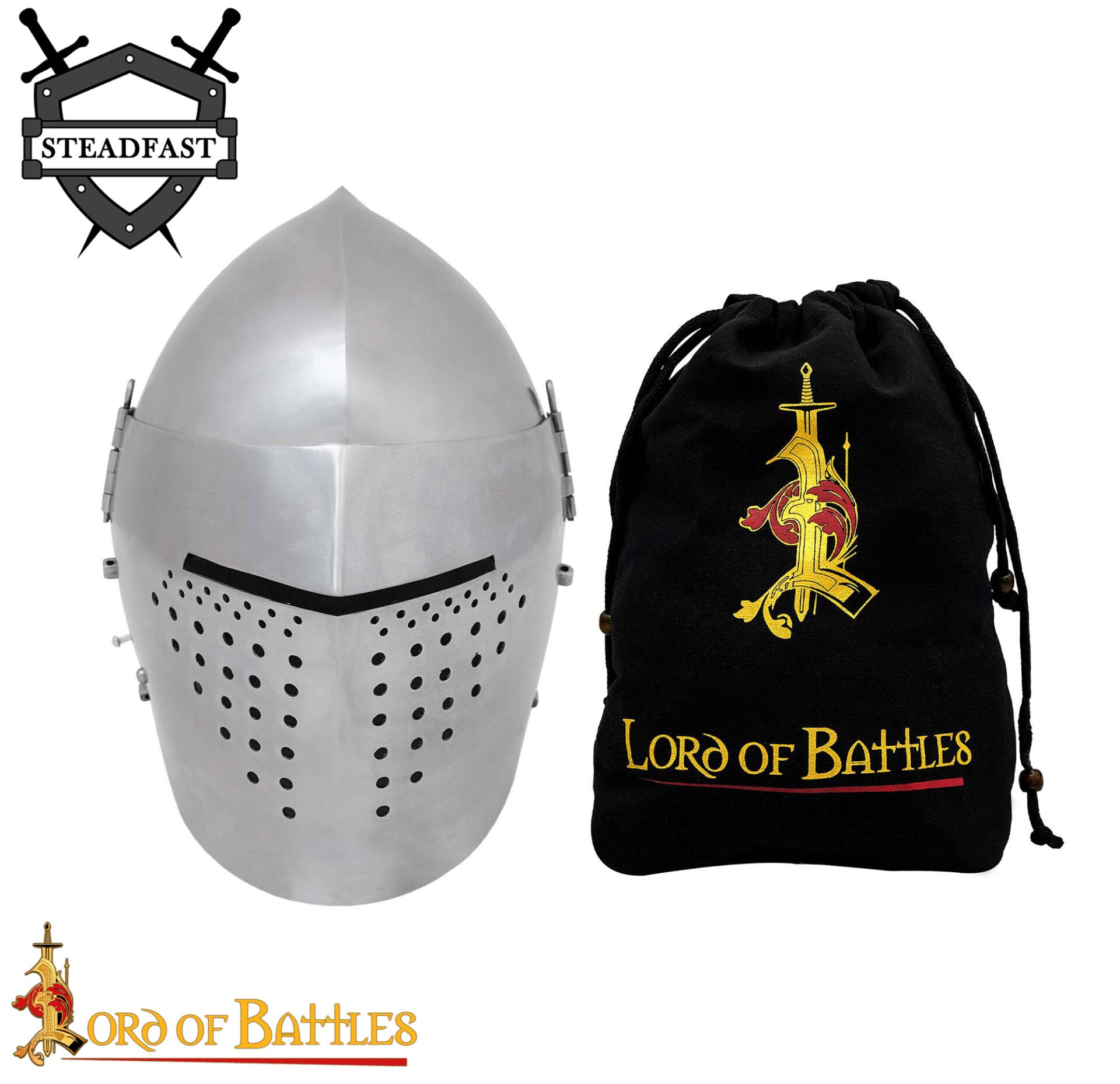 Casco Bascinet Medieval de Visera Completa Calibre 14 - Imagen 4