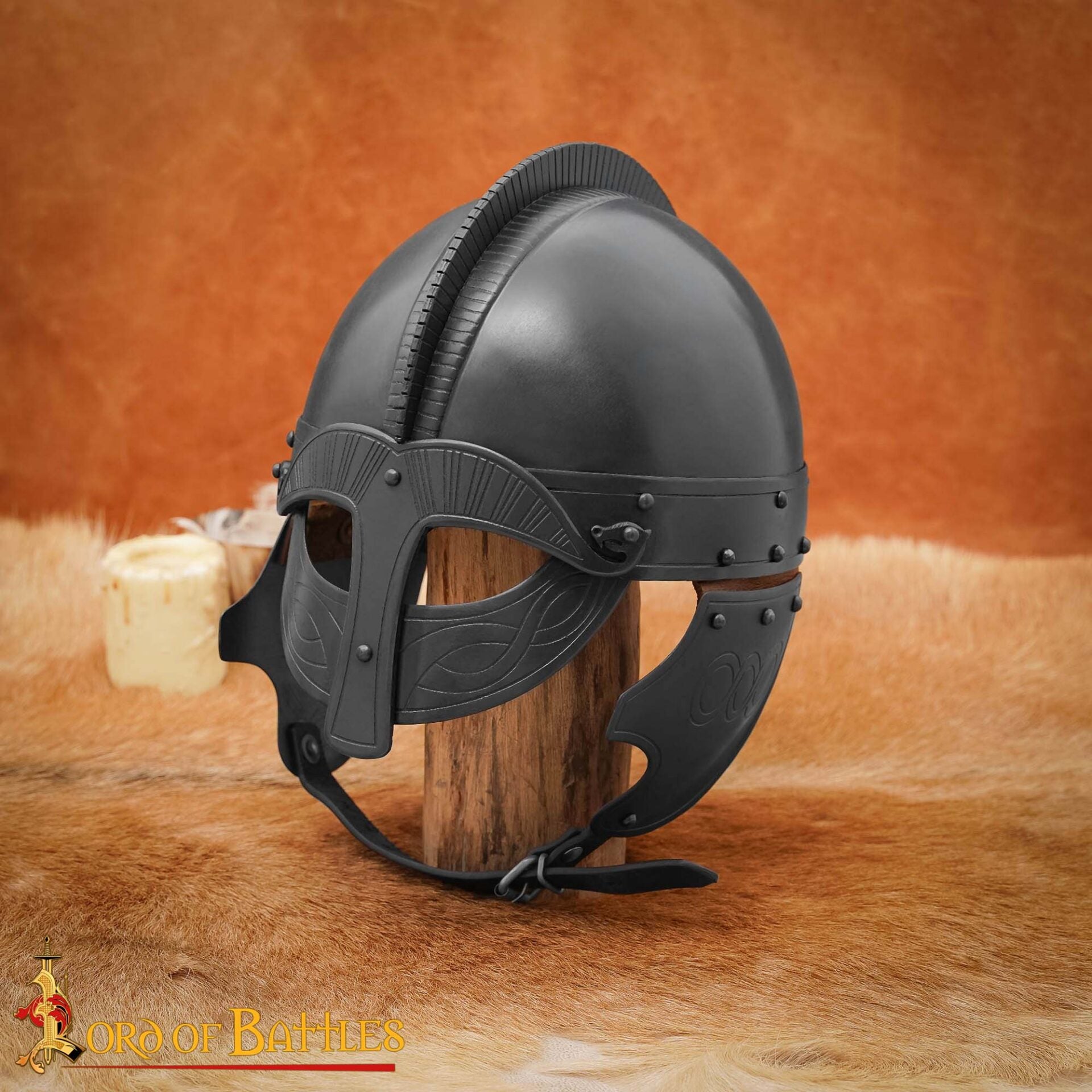 Casco de Acero Ennegrecido Inspirado en Viking Vendel con Forro Acolchado Calibre 16 - Imagen 1