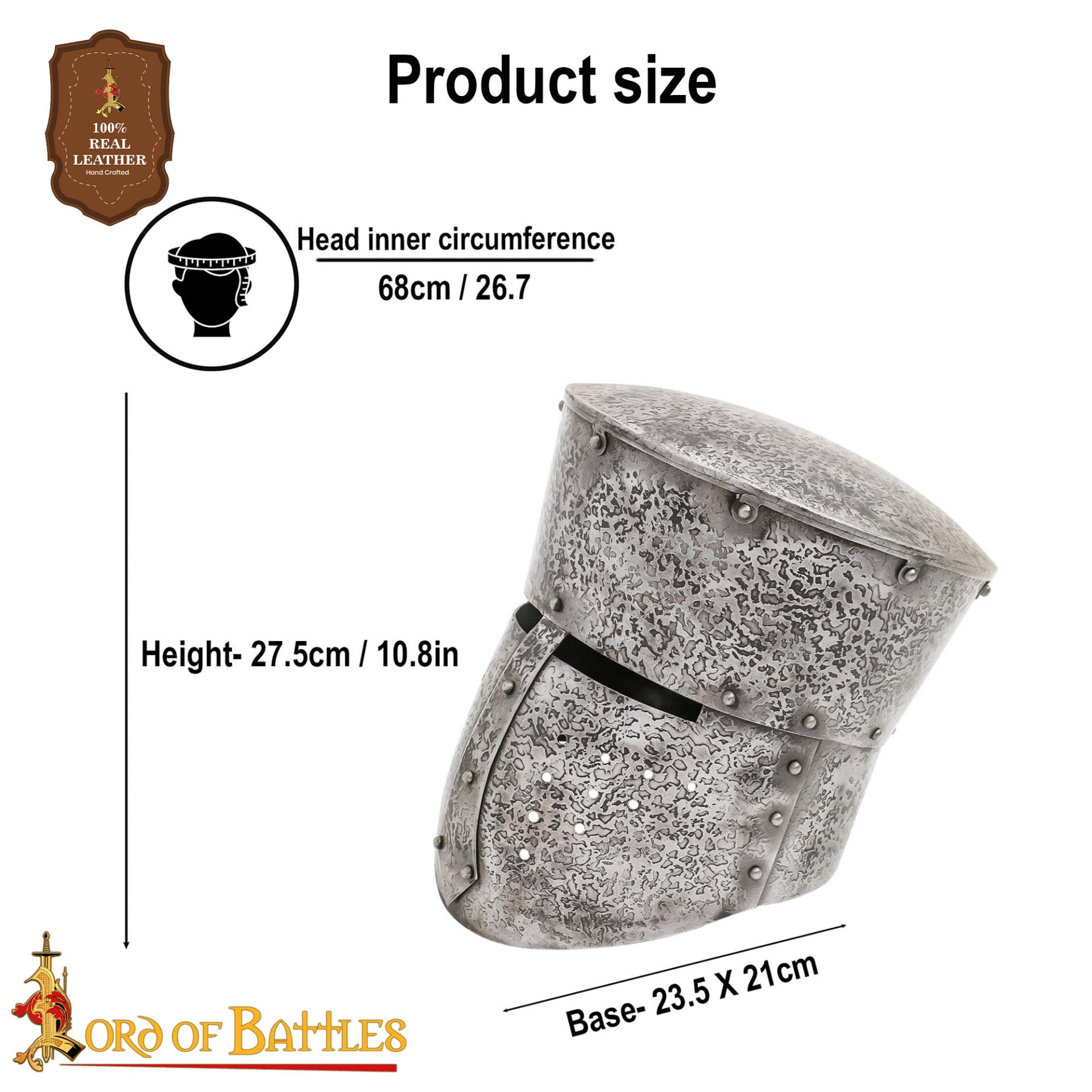 Casco Cruzado Medieval Antiguo con Forro Acolchado Calibre 16 - Imagen 3