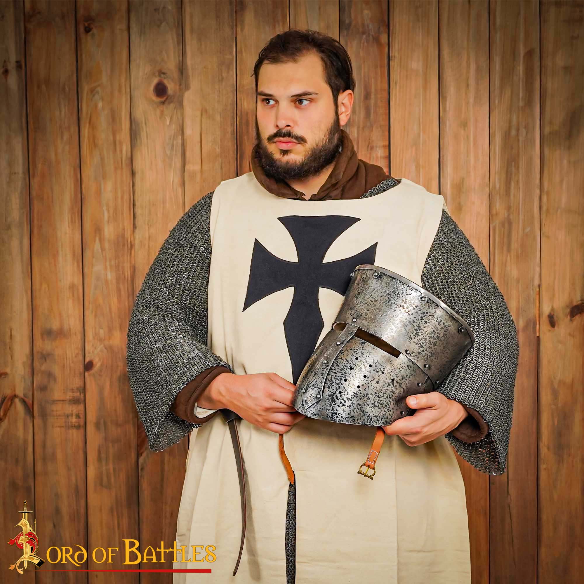 Casco Cruzado Medieval Antiguo con Forro Acolchado Calibre 16 - Imagen 7