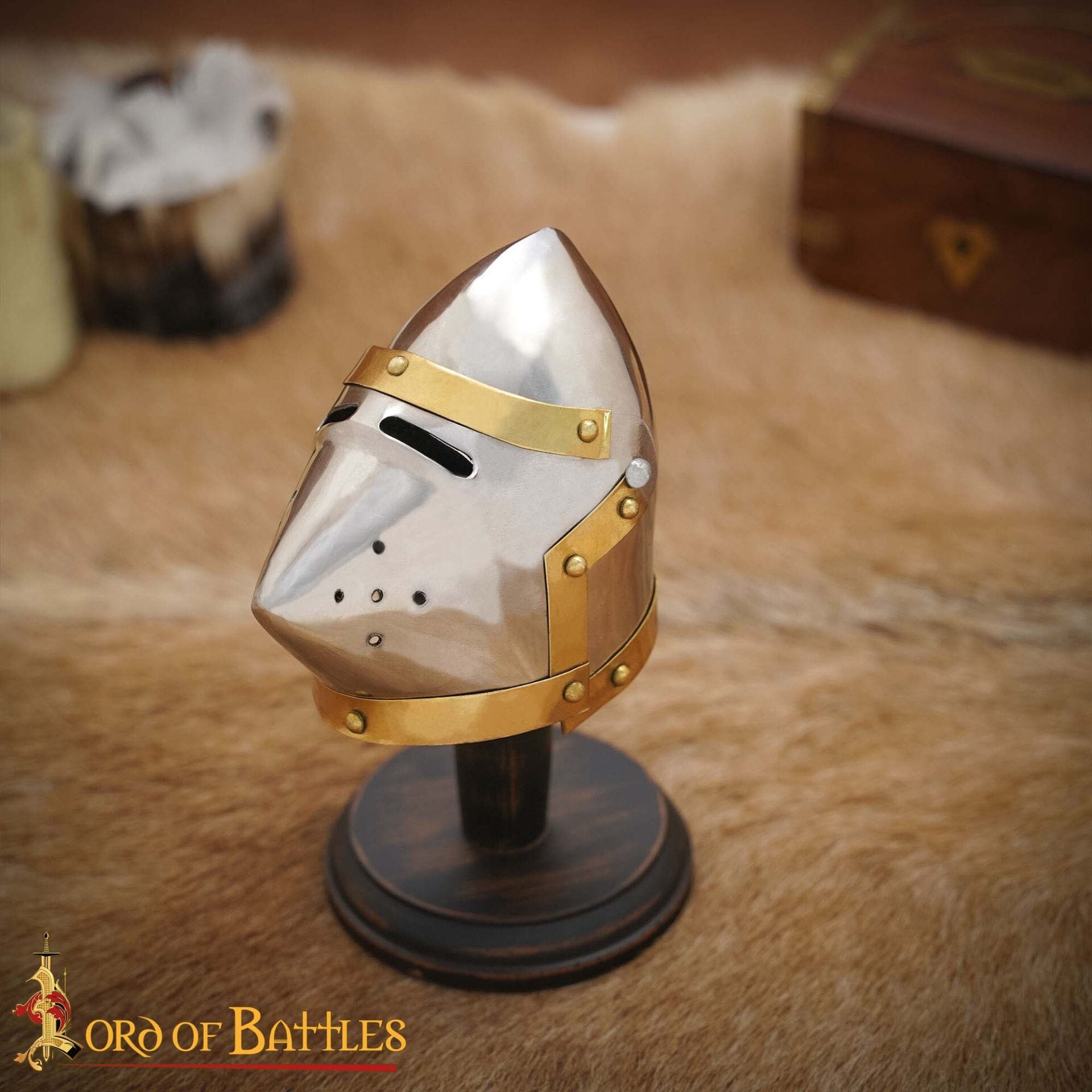 Mini Casco Pequeño Decorativo Cara de Cerdo Bascinet - Réplica de Casco Medieval - Imagen 2