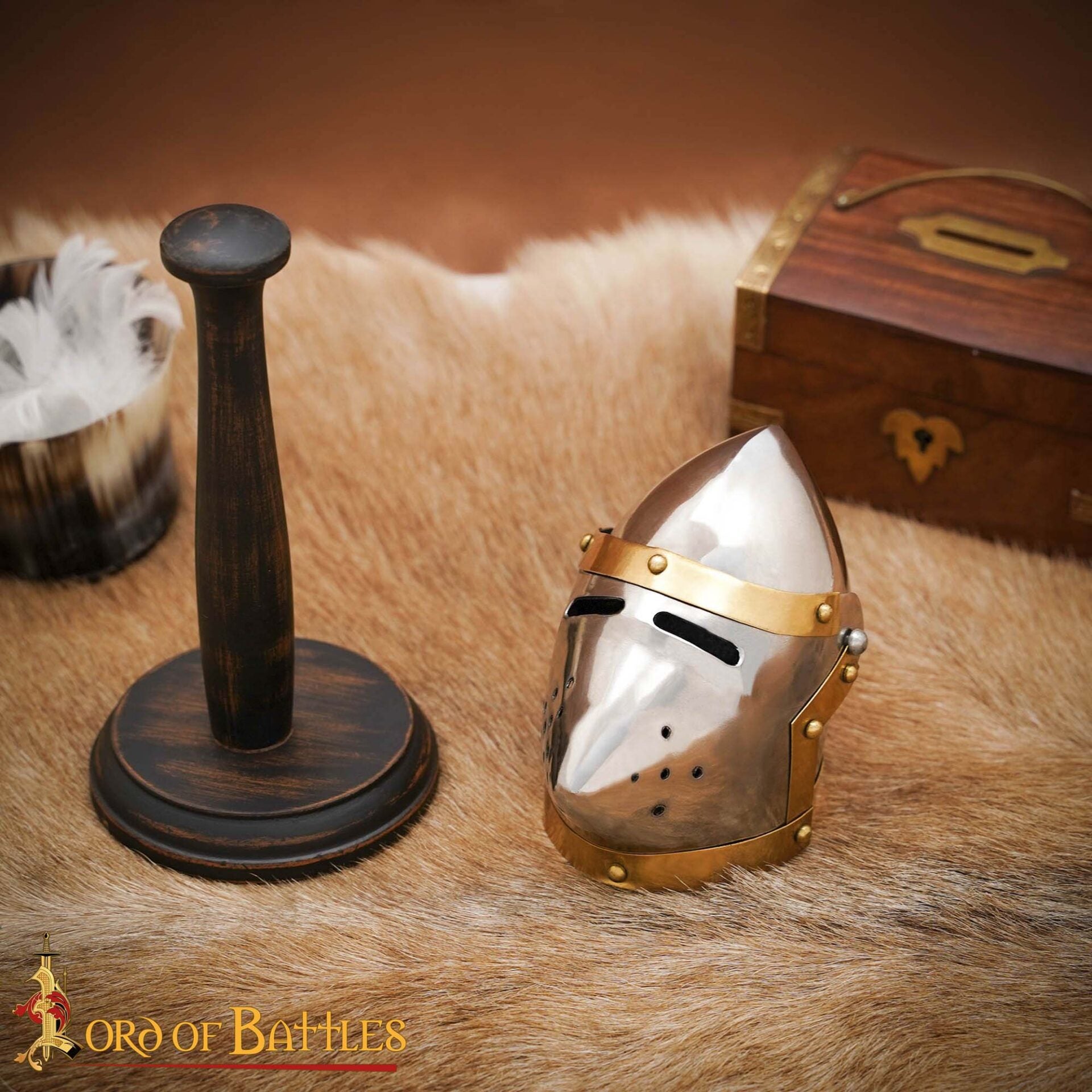 Mini Casco Pequeño Decorativo Cara de Cerdo Bascinet - Réplica de Casco Medieval - Imagen 1