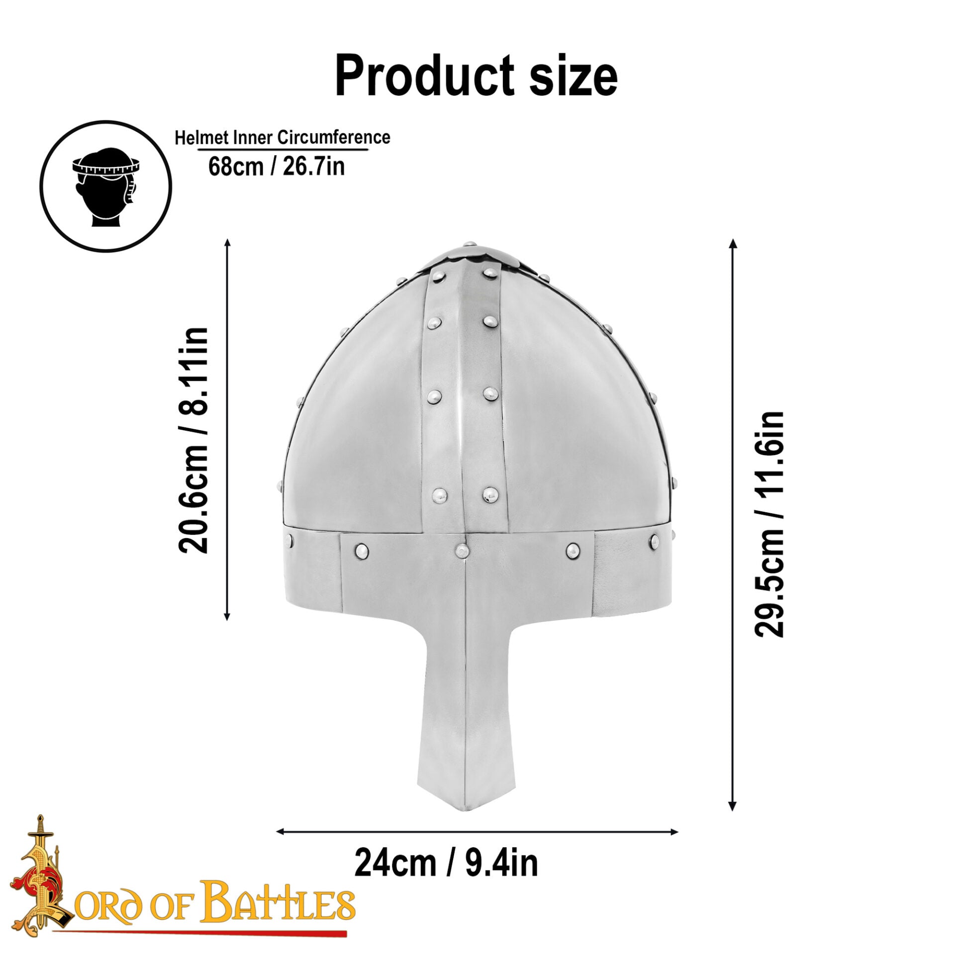 Casco Medieval Nasal Spangenhelm con Forro de Cuero - Imagen 3