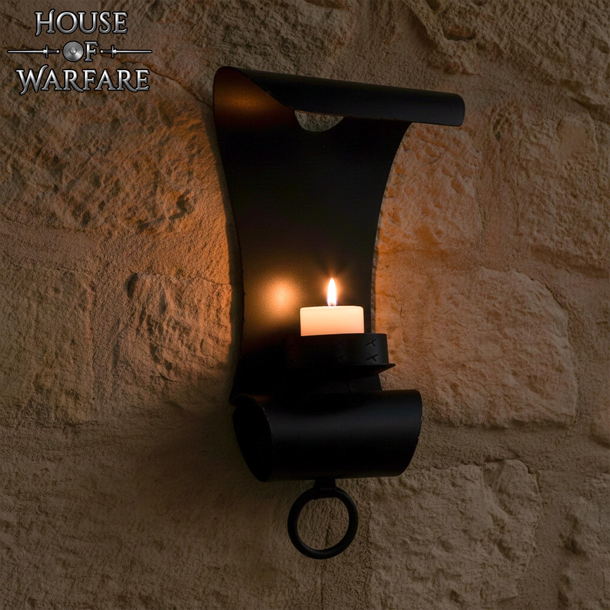 Vela Medieval de Hierro Forjado a Mano con Voluta para Montaje en Pared - Imagen 1