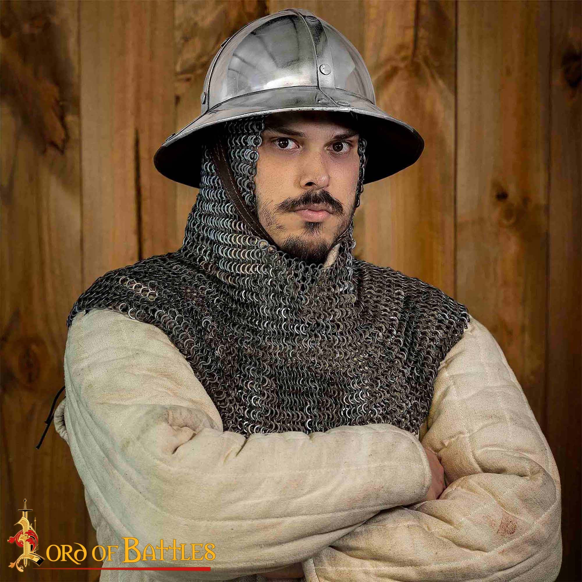 Casco de Infantería del Siglo Xiii-xiv con Forro de Cuero Calibre 16 - Imagen 1