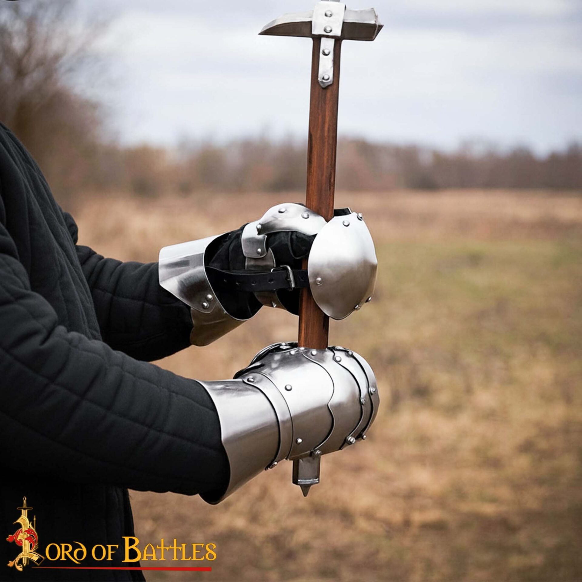 Caballero Medieval Torneo Manopla Guanteletes Armadura de Acero con Guantes de Gamuza - Imagen 7