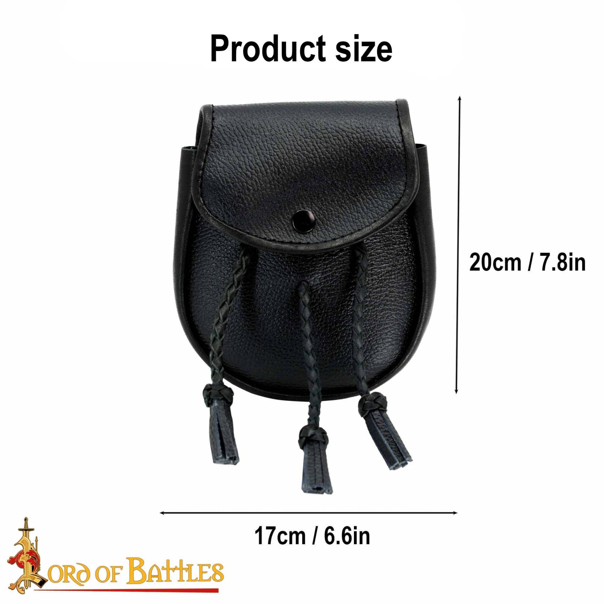 Sporran Medieval con Borlas Trenzadas Hecho a Mano de Cuero Genuino - Imagen 3