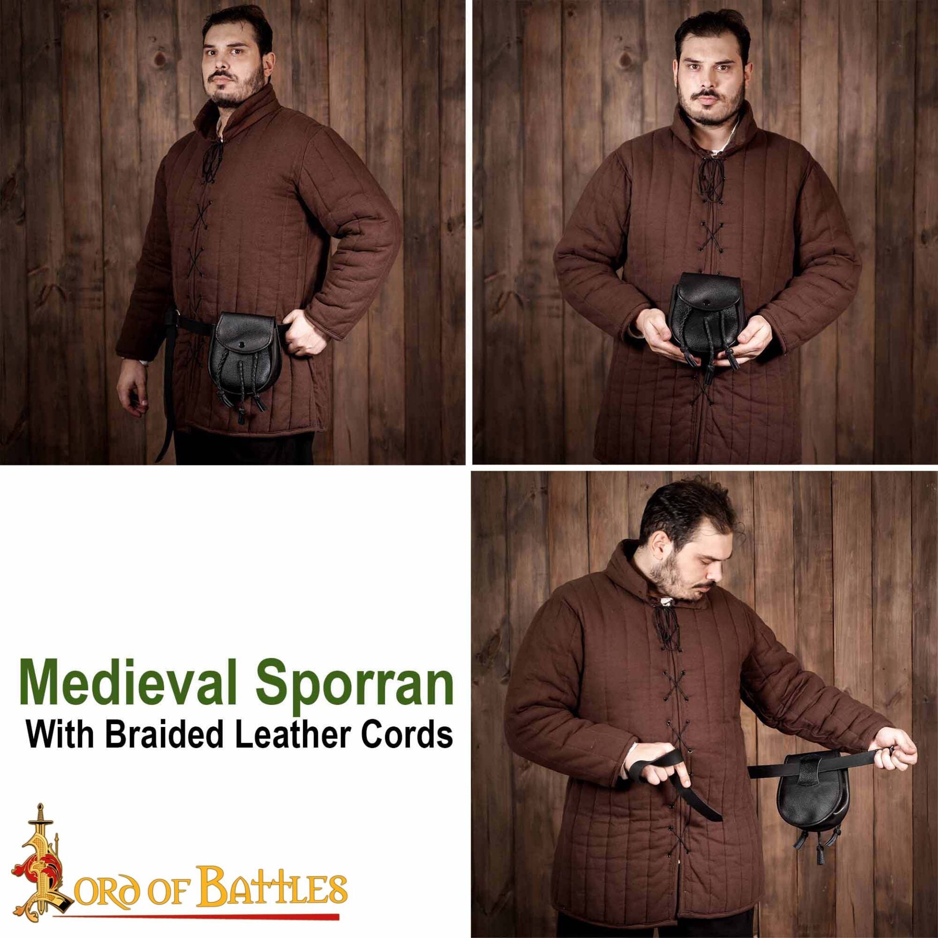 Sporran Medieval con Borlas Trenzadas Hecho a Mano de Cuero Genuino - Imagen 9