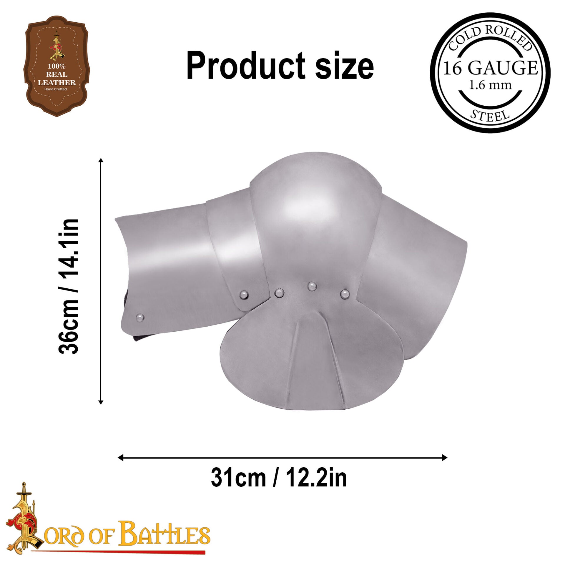 Armadura de Rodilla de Arquero Poleyns del Siglo Xv, Calibre 16 - Imagen 3