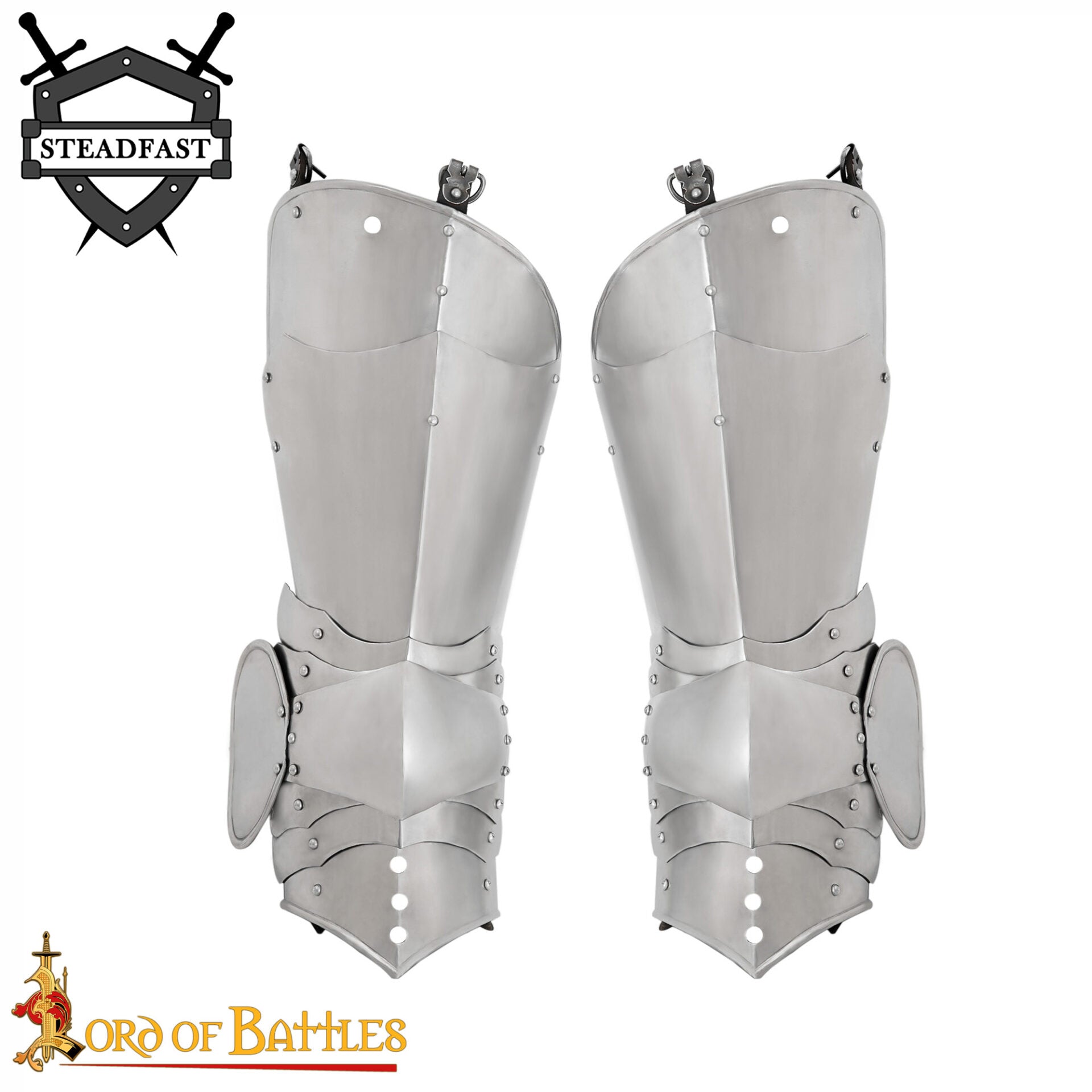 Armadura de Piernas de Caballero Gótico con Poleyns - Acero Pulido de Calibre 16 - Imagen 4