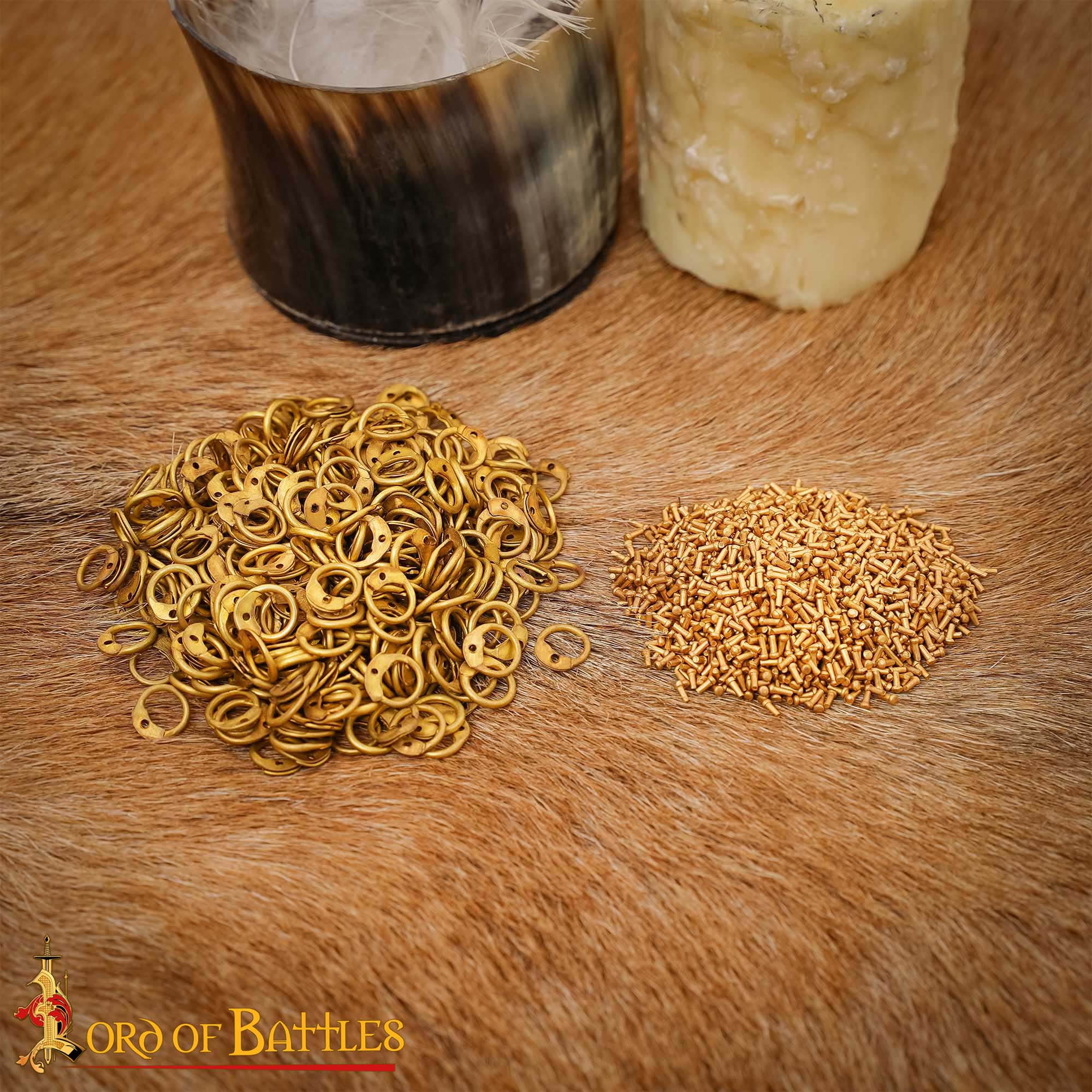 Anillos Redondos de Latón - Anillo Redondo de Remaches de Cúpula de 9 Mm - Calibre 18, Acabado de Latón - 1kgs - Ideal para Bricolaje y Reparaciones de Cota de Malla - Imagen 1