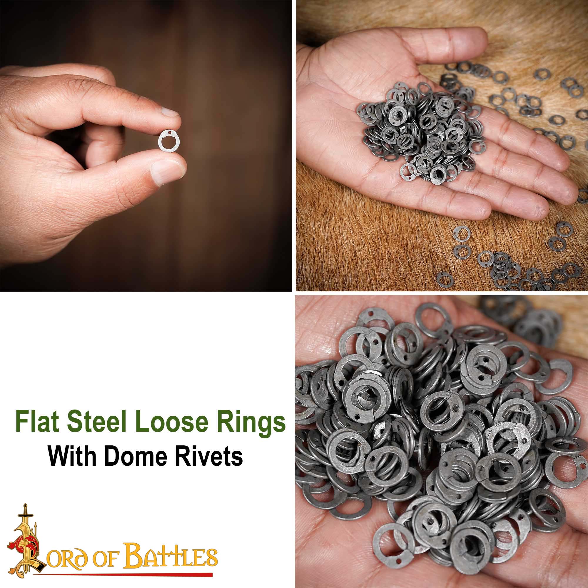 Anillas Planas de Acero - Anillas Planas con Remaches en Forma de Cúpula de 6 Mm - Calibre 18, Acabado Natural - 1kgs - Ideal para Bricolaje y Reparaciones de Cota de Malla - Imagen 8