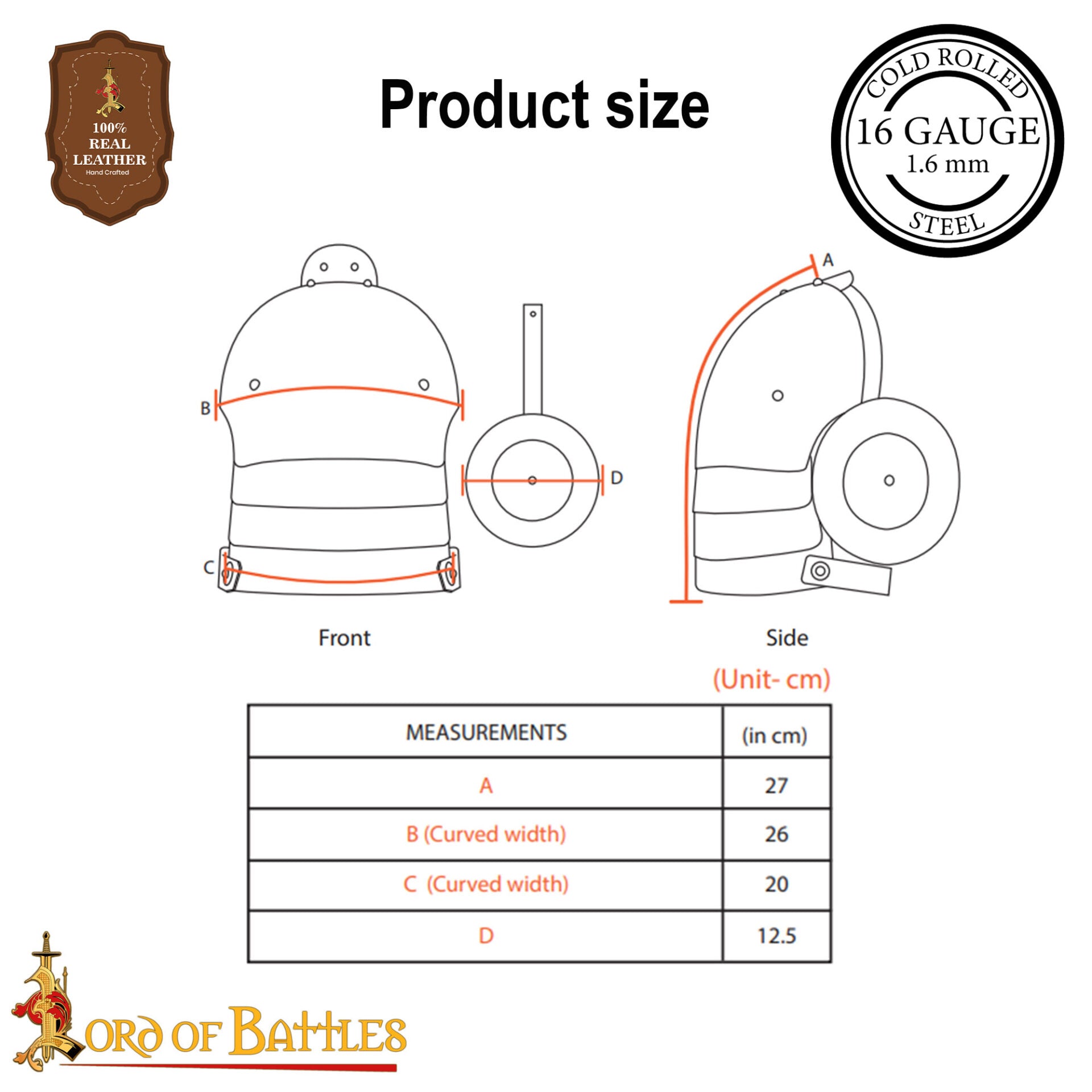 Pauldrons de Acero del Siglo Xiv-principios del Xv con Rondel - Armadura de Hombro Pulida de Calibre 16 - Imagen 3