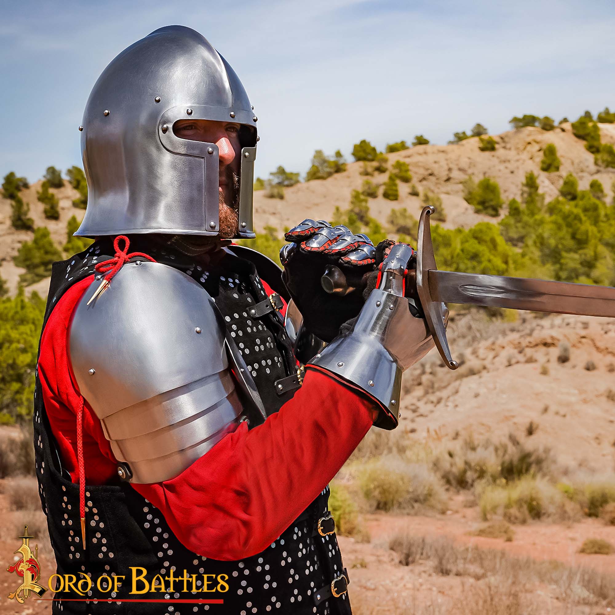 Pauldrons de Acero del Siglo Xiv-principios del Xv con Rondel - Armadura de Hombro Pulida de Calibre 16 - Imagen 6