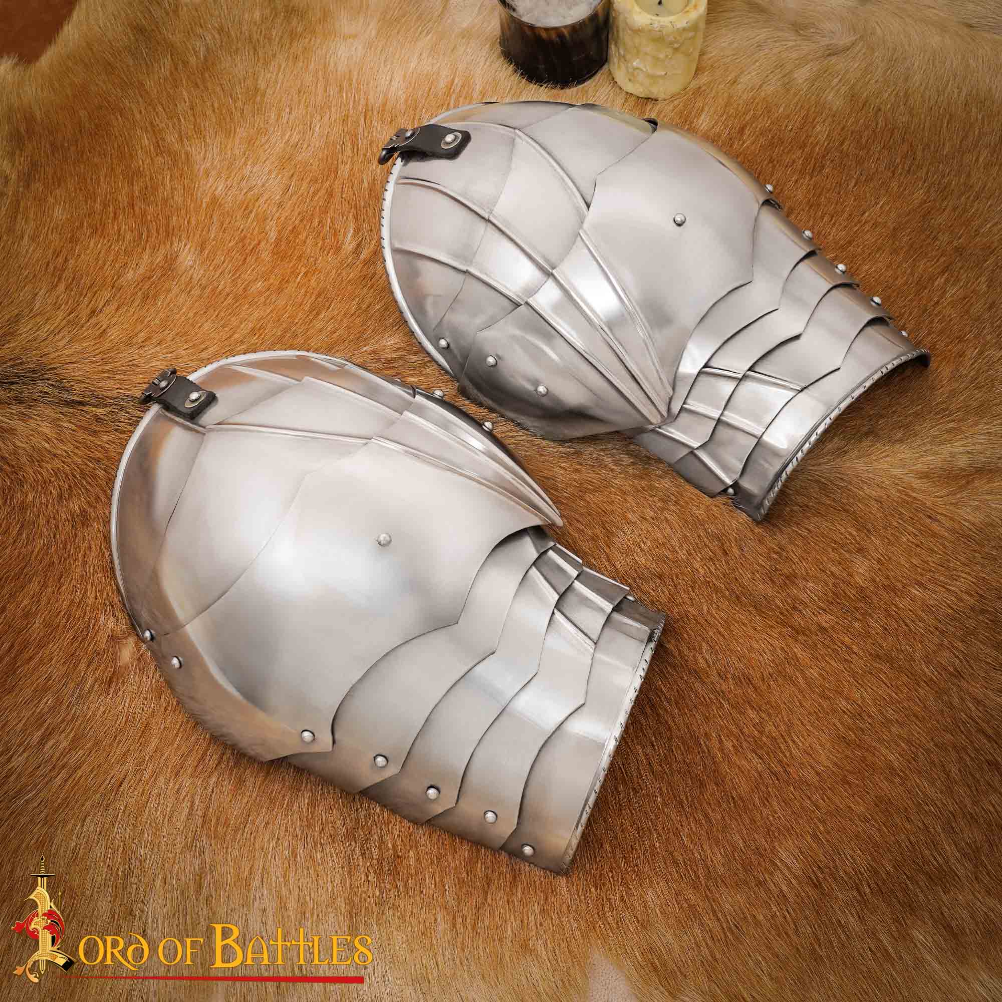 Pauldrons de Acero Caballero Gótico Calibre 16 - Imagen 1