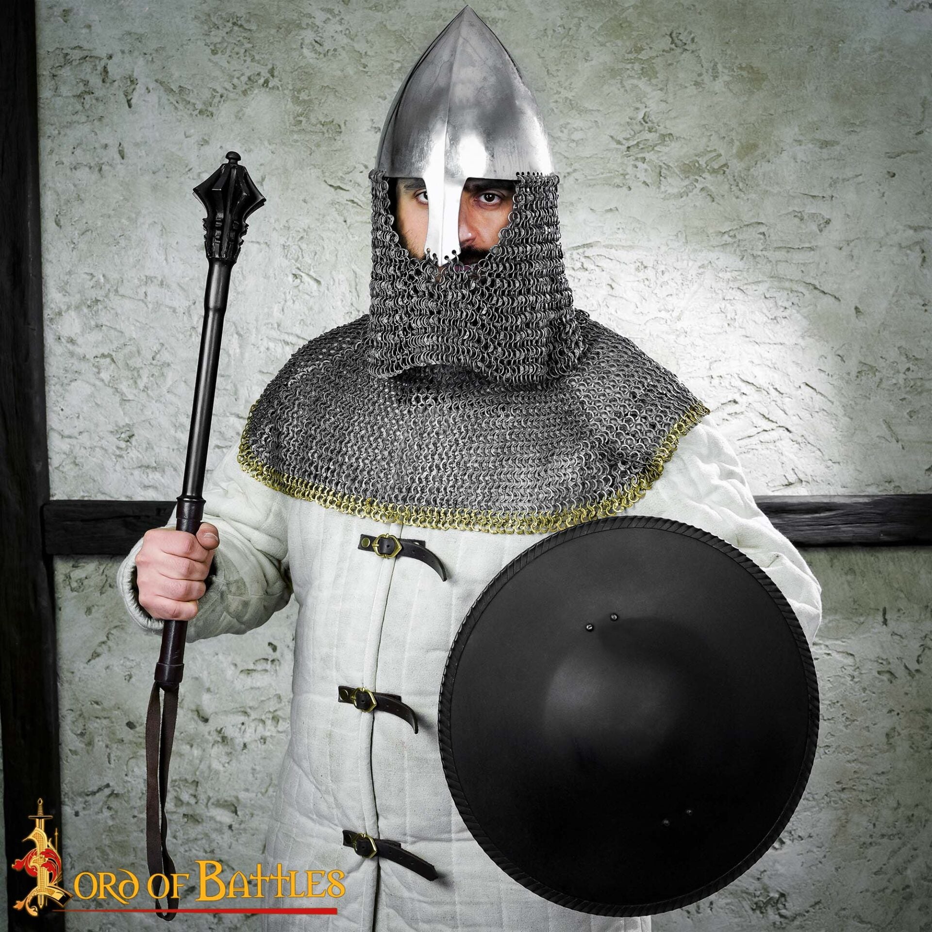 Escudo Hebilla de Esgrima - Escudo Medieval Ennegrecido Pequeño - Imagen 5